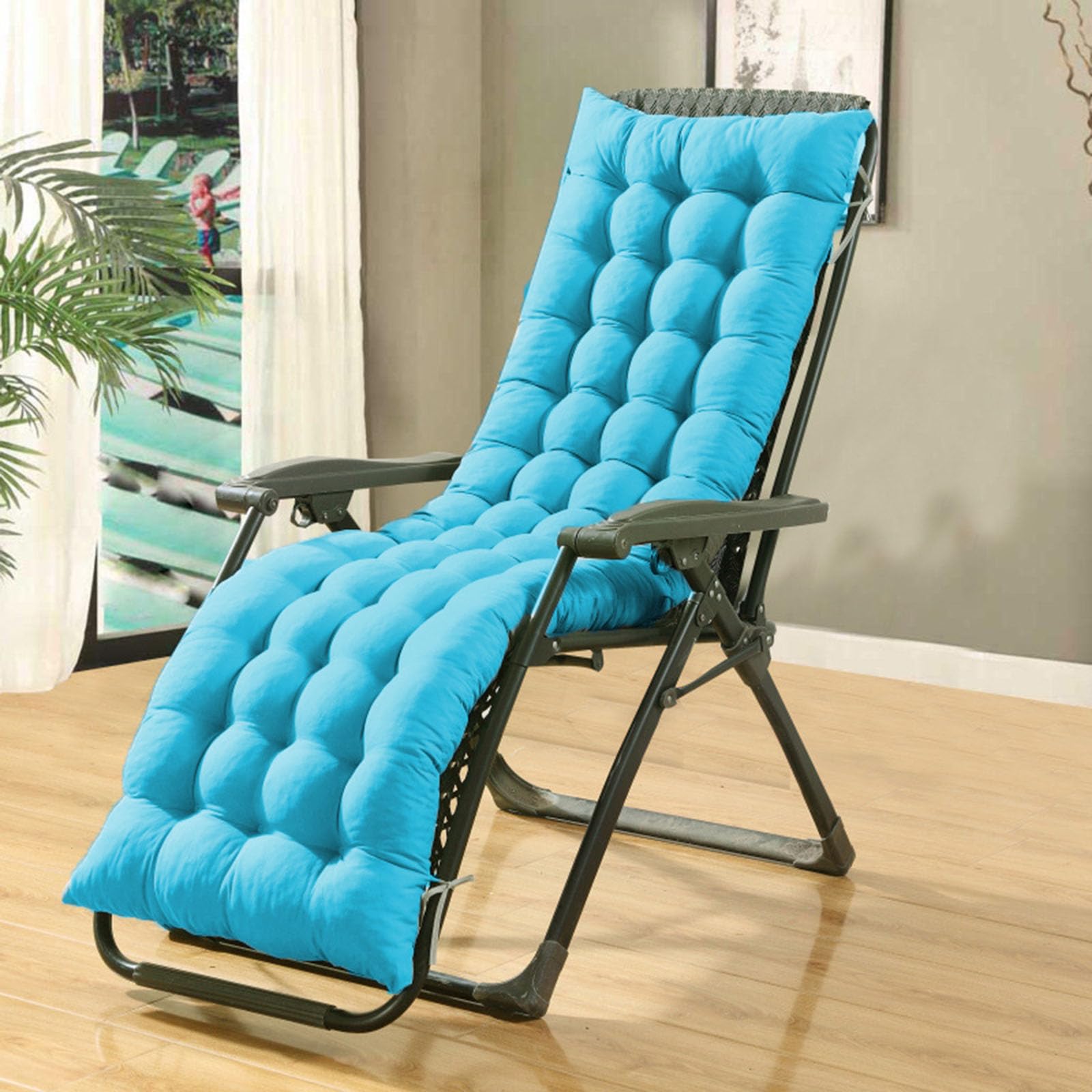 BangDon Outdoor Rocking Chair Sun Lounger Cushion Soft Comfortable Chaise Lounge Cushion Lounge Chair Cushions for Outside Swing Sunbed Patio Indoor Use (Sky blue,100 * 45cm)