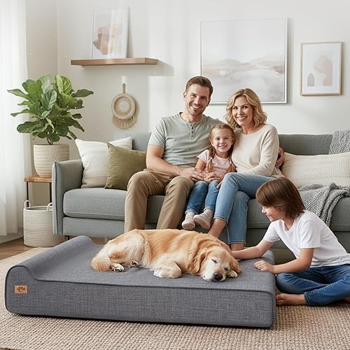Miniatura 8 de Sytopia Cama para perros XXL de espuma viscoelástica 35D (50 x 34 x 10 pulgadas), sofá ortopédico extragrande de 7 pulgadas de grosor para perros