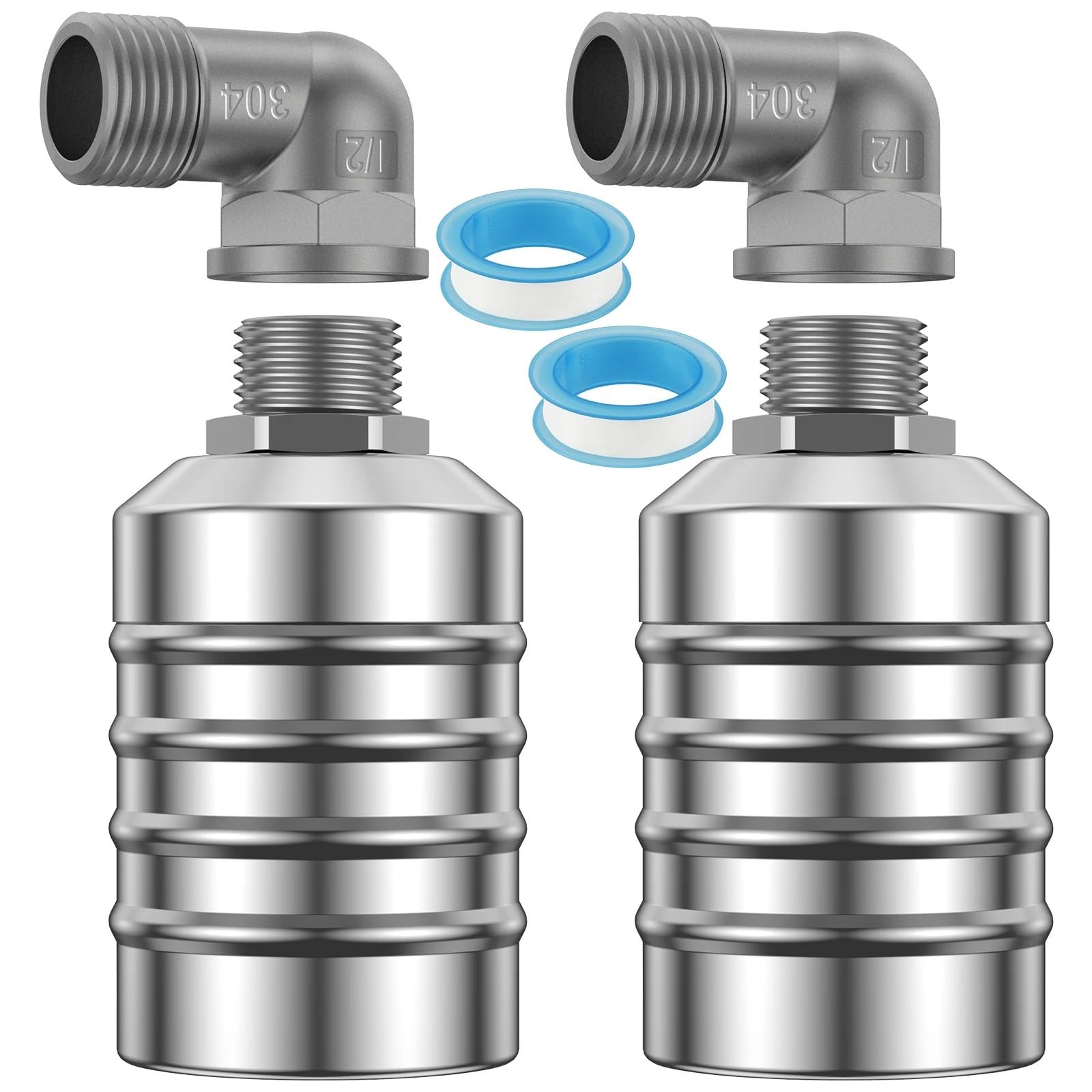 Lxlaeoang One Color Stainless Steel Float Valve 2Pcs Float Valve Stainlesssteel Water Level Control Automatic Floating Ball Auto Shutoff Controller For Trough