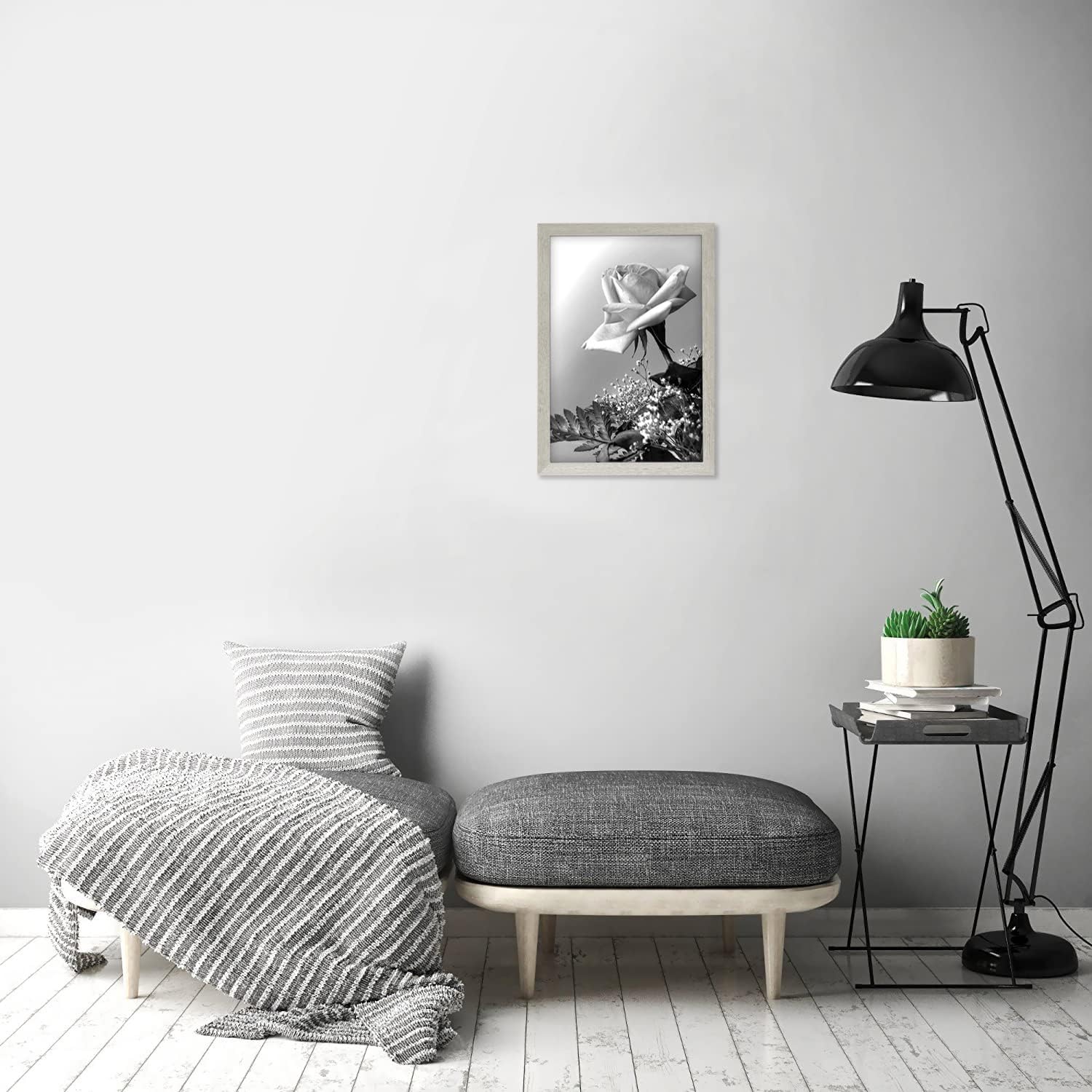 Americanflat Cornice per poster in legno chiaro, 12 x 18 cm, in legno composito con plexiglass lucido, formato orizzontale e verticale da parete con accessori per appendere inclusi
