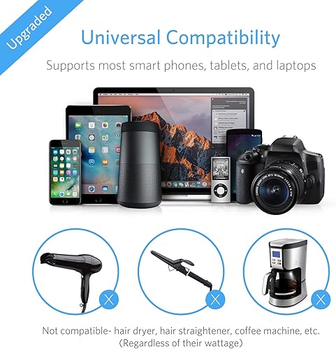 Miniatura 6 de Adaptador de viaje universal, convertidor de voltaje de 220 V a 110 V con 6 A 4 puertos USB de carga 3 enchufes de CA Adaptador de enchufe