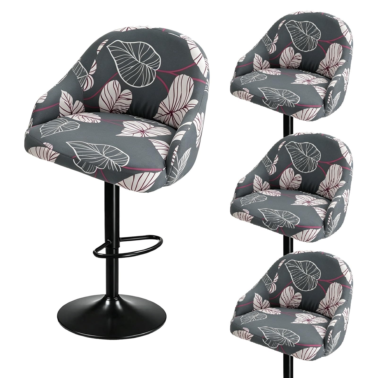 Bar Stools Cover,Short Back Chair Cover, Swivel Chair Slipcovers With Back, Stretch Bar Stool Chair Slipcovers With Round Backs Arms Curved Accent ,Counter Bar Stool Cover For Armchair,Kitchen Island(