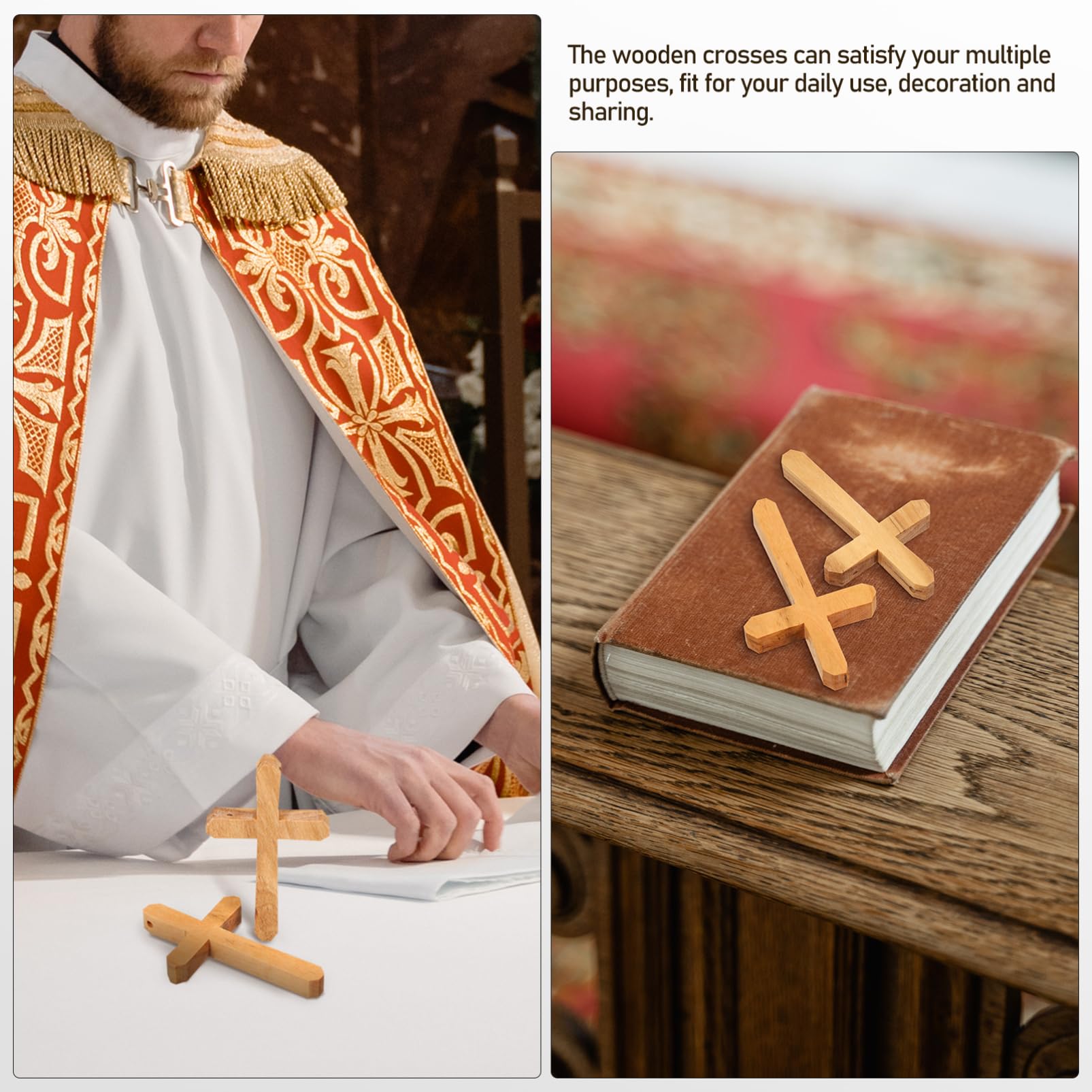 5 Sätze Kreuz Aus Olivenholz Heilig Taufen Tragbar Mini-kruzifix Kreuz Mittelstück Für Gebete Erste Katholisch Rustikal Junge Orthodox Taufdekorationen Ebenholz Hölzern 2 Stück * 5