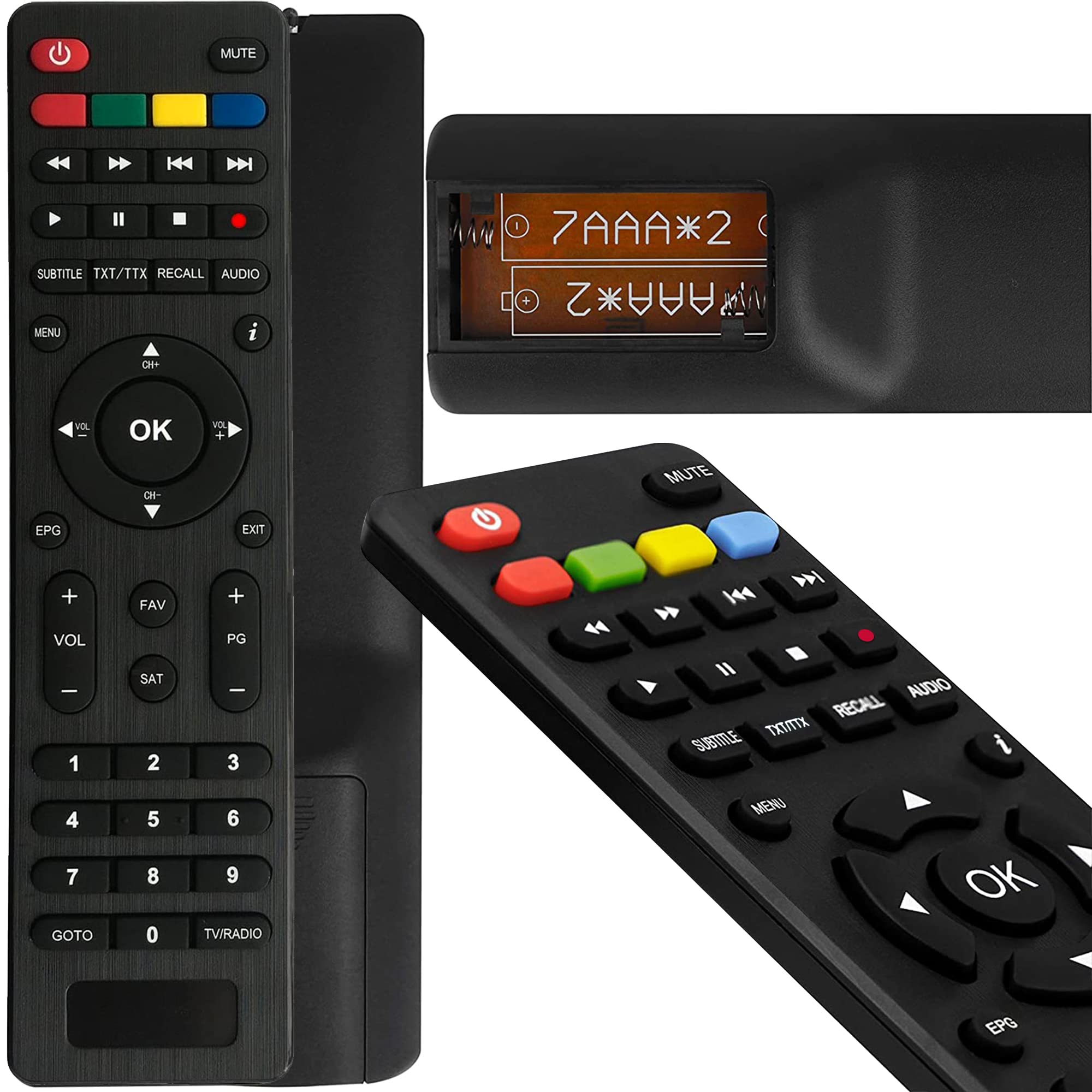 LEYF Uniwersalny pilot 9 w 1, kompatybilny z odbiornikami DVB-T TNT - Redline, HD Line, Geant, Tiger, Sky, Drake, Servimat, Istar, Samsat, Trumax, Dynavision, Head, Echosonic, Regular, Technocoms,
