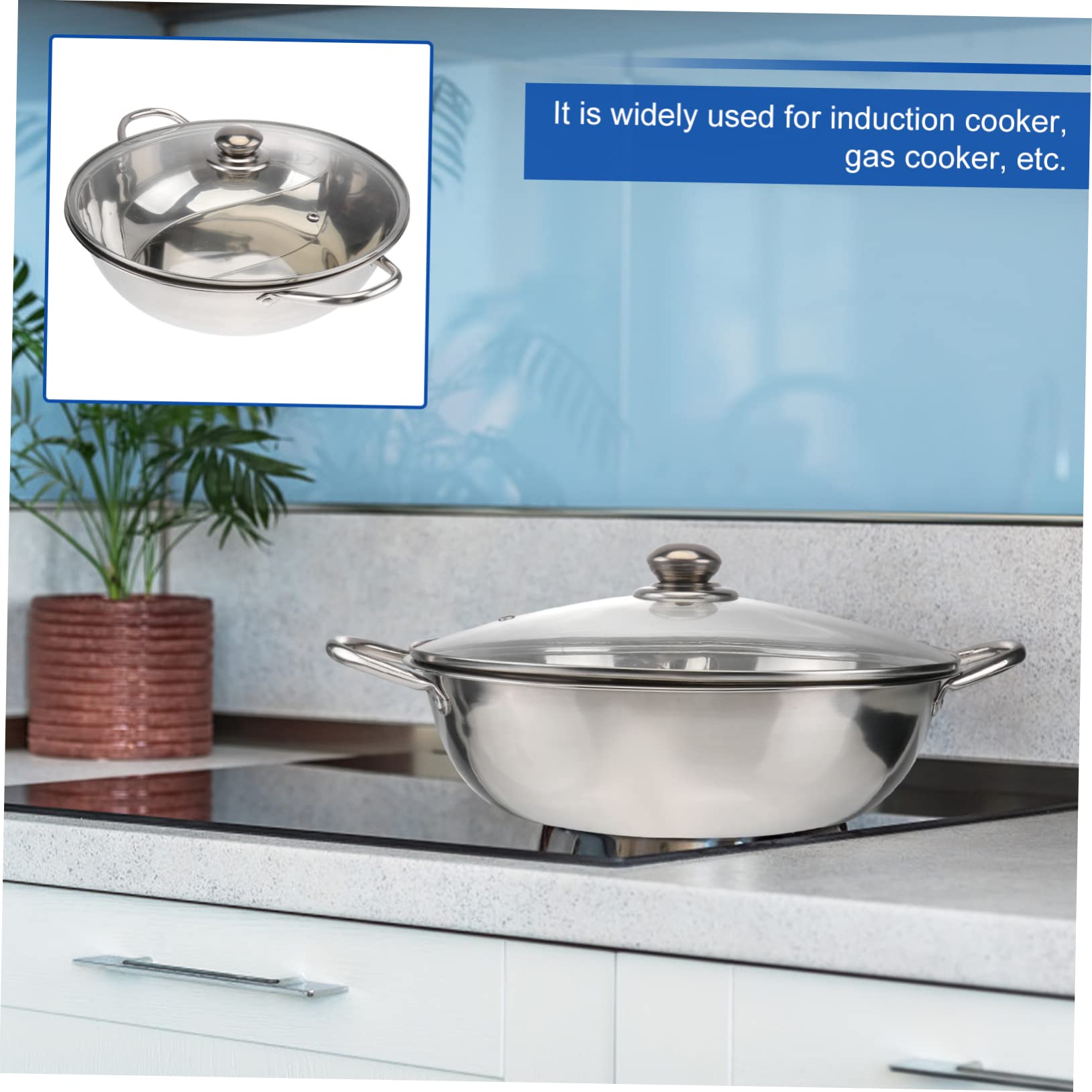 Edelstahl Warmhaltetopf mit Trennwand 304 für Induktion, Deckel