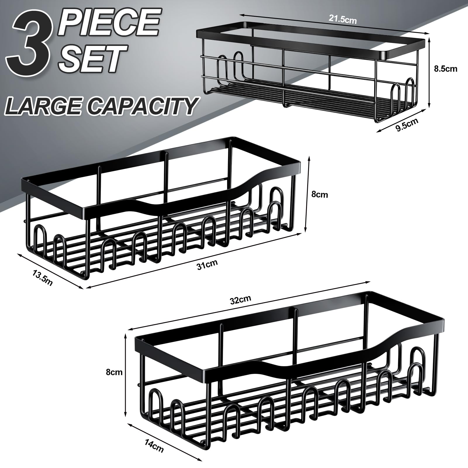 Badkamerrek zwart - met metalen hanger - 2 stuks - 60 cm breed Badkamerrek zwart - met metalen hanger - 2 stuks - 60 cm breed
