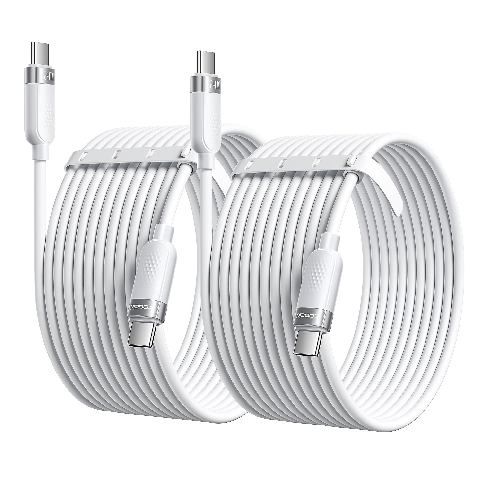 toocki Lot de 2 câbles USB C de 240 W, cordon de charge rapide en silicone, 3 m