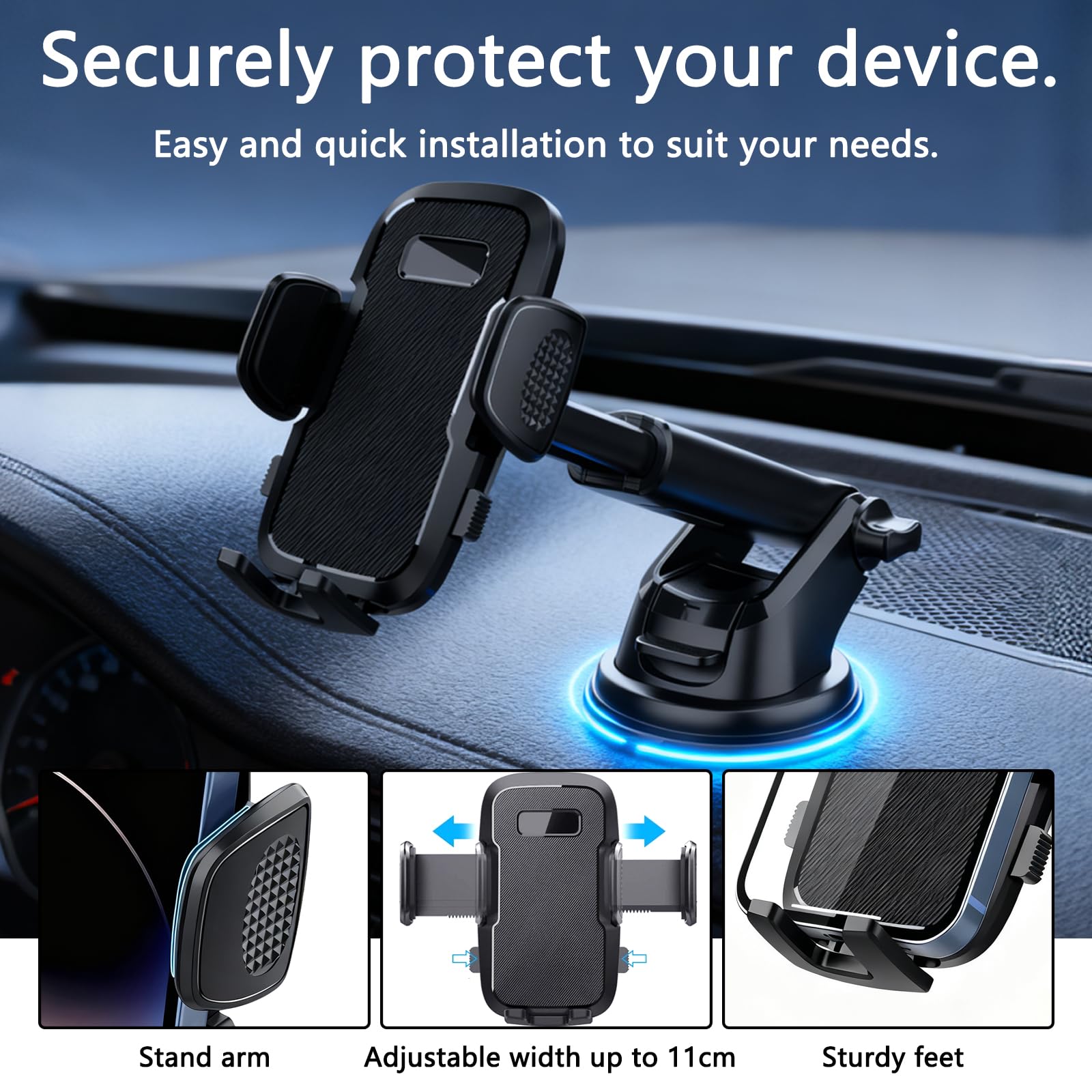 Supporto Cellulare Auto Per Cruscotto Parabrezza Con Clip Portacellulare 360° TrAdE Shop Traesio