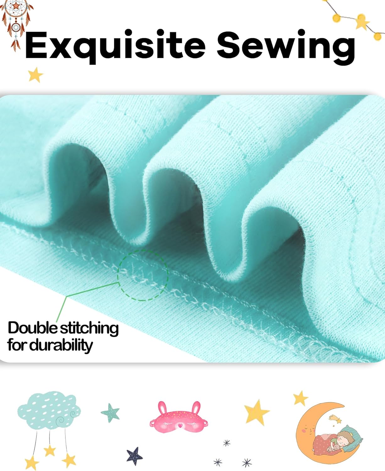 DAUGHTER QUEEN Girls Summer Pajamas Set 4 Pieces 100% Cotton Sleepwear Size 18 Months-12 Years - Image 4