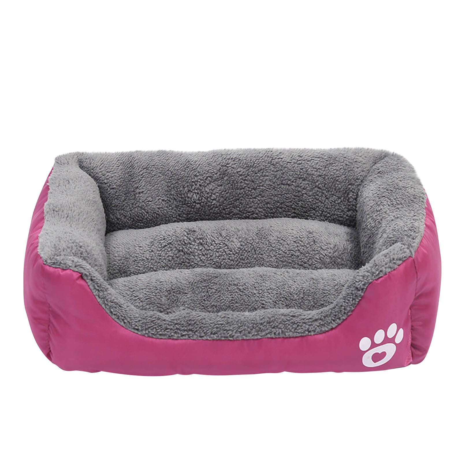 wuitopue Cat Dog Pet Warm Bed Winter Indoor Soft Plush Pet Sofa Bed Square Fluffy Pet Calming Bed for Cat Dog Puppy Pet Sleeping Self Warming Snooze Sleeping Cozy Kitty Teddy Kennel (L, Hot Pink)