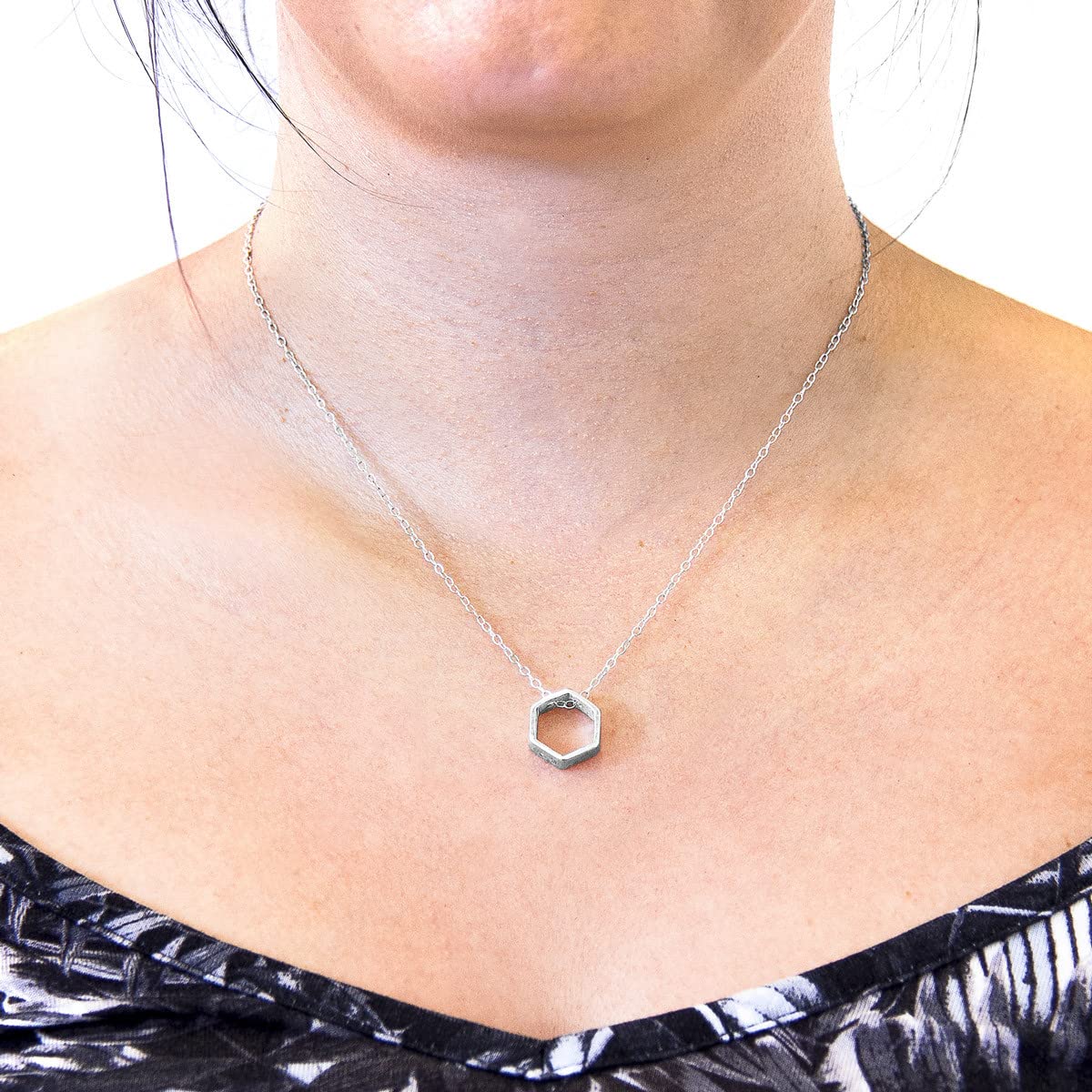 ANCHOR & CREW Geometrico Mini-Collana Pendente Lane Esagonale d'Argento - Donna