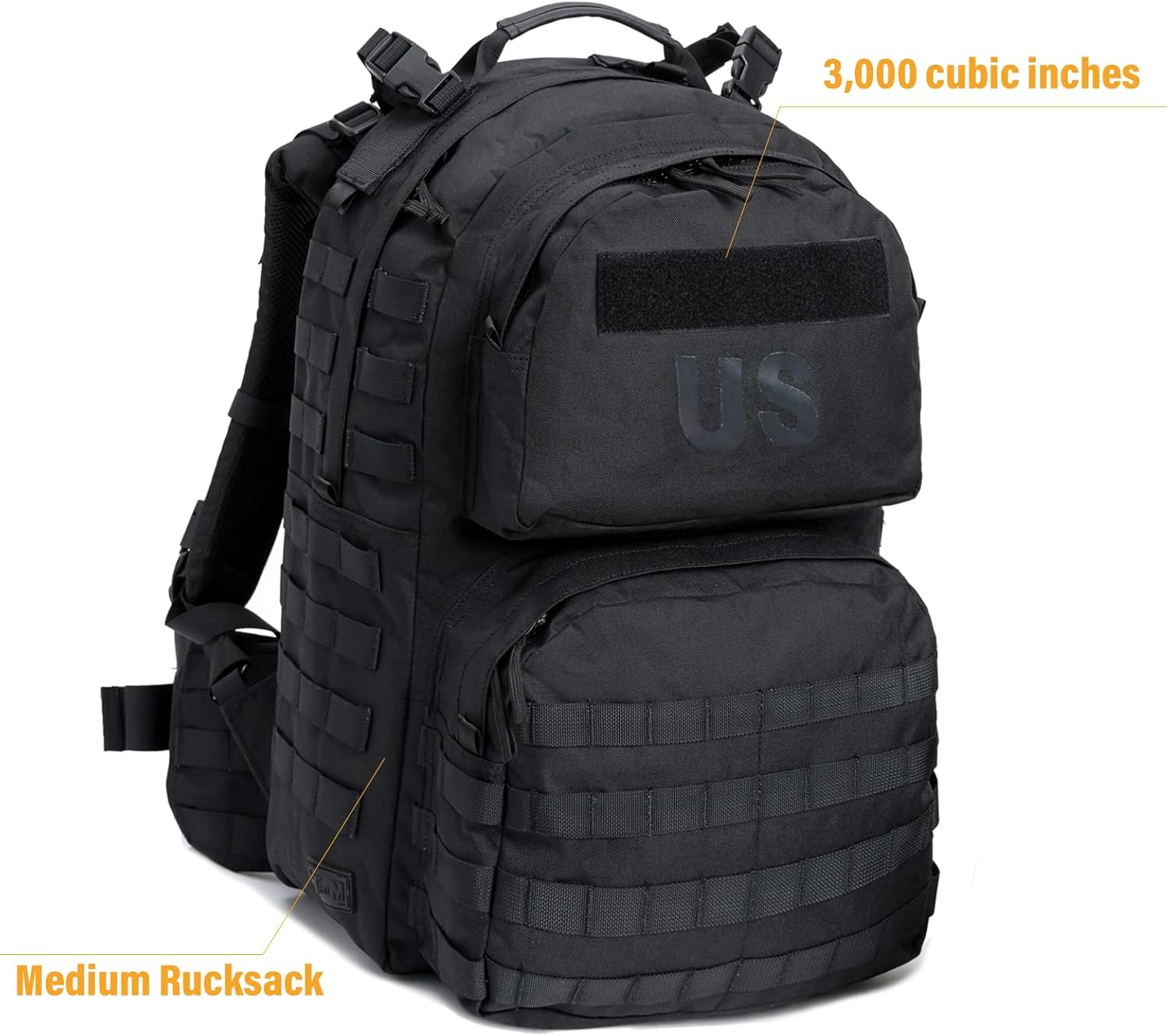 Akmax MOLLE II Medium Rucksack Military Tactical Backpack with Detachable Side Pouches & Upgraded Frame for Enhanced Comfort - Image 3