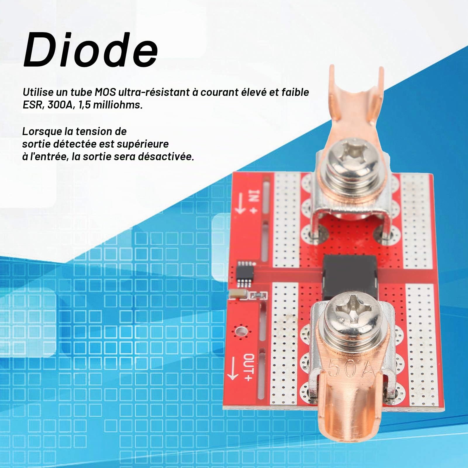 Diode idéale, diodes à courant élevé 50A, panneau de protection anti-reflux de charge solaire, faible résistance positive pour la protection de charge contre l'irrigation