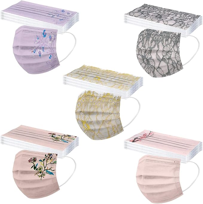 Amazon Maszone マスク 50枚 使い捨てマスク 不織布 マスク 花柄 カラーマスク 可愛い マスク 保護マスク 大人用サイズ 不織布 マスク Mask 大人用マスク 三層構造 高密度フィルター 一次性防護 通気性 記念日 最適としてのプレゼント 男女兼用 Maszone 布 マスク