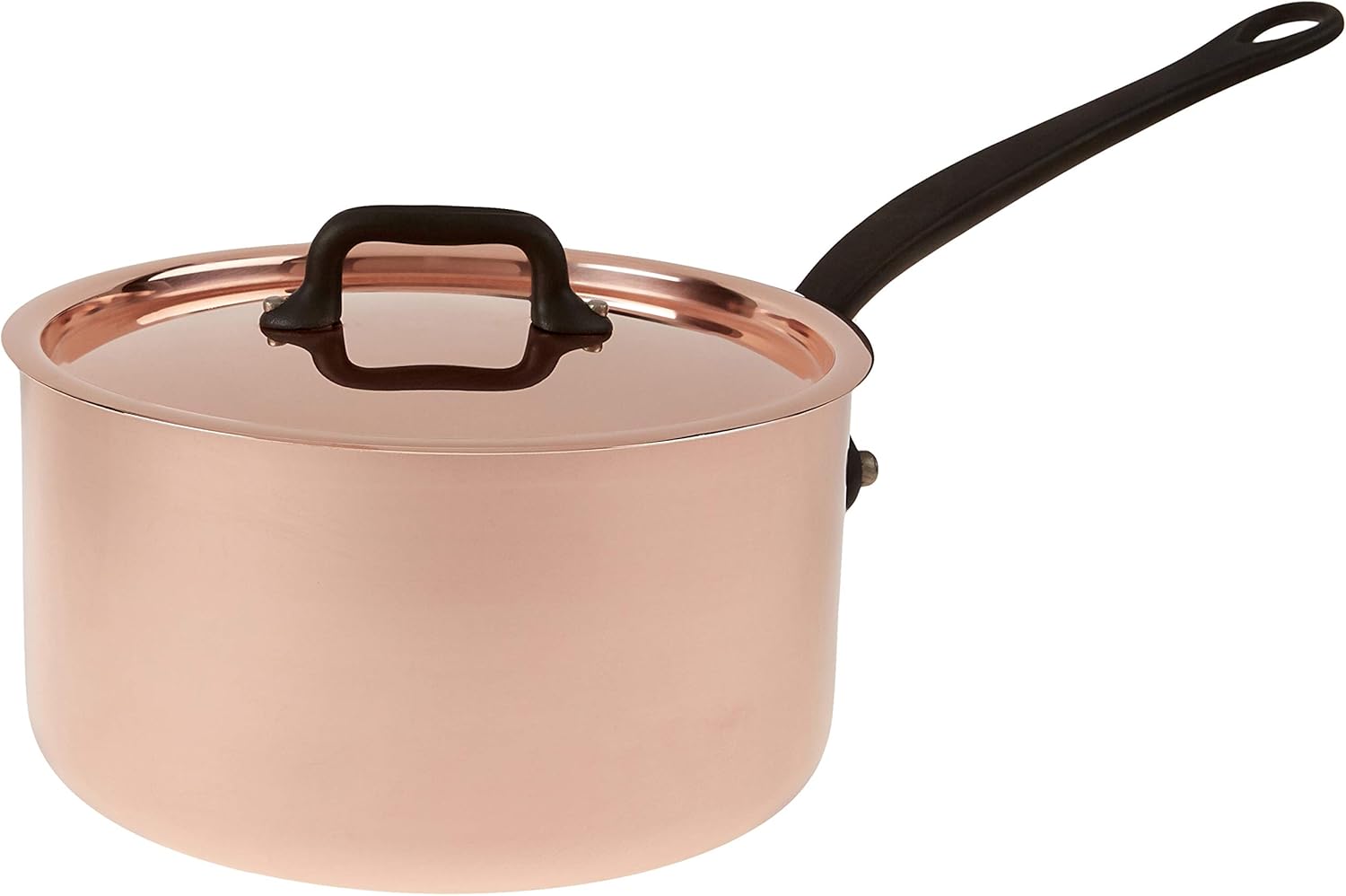 Mauviel 6540.19 M'Hertiage M250C Saucepan with Lid, 2.6 quart, Copper