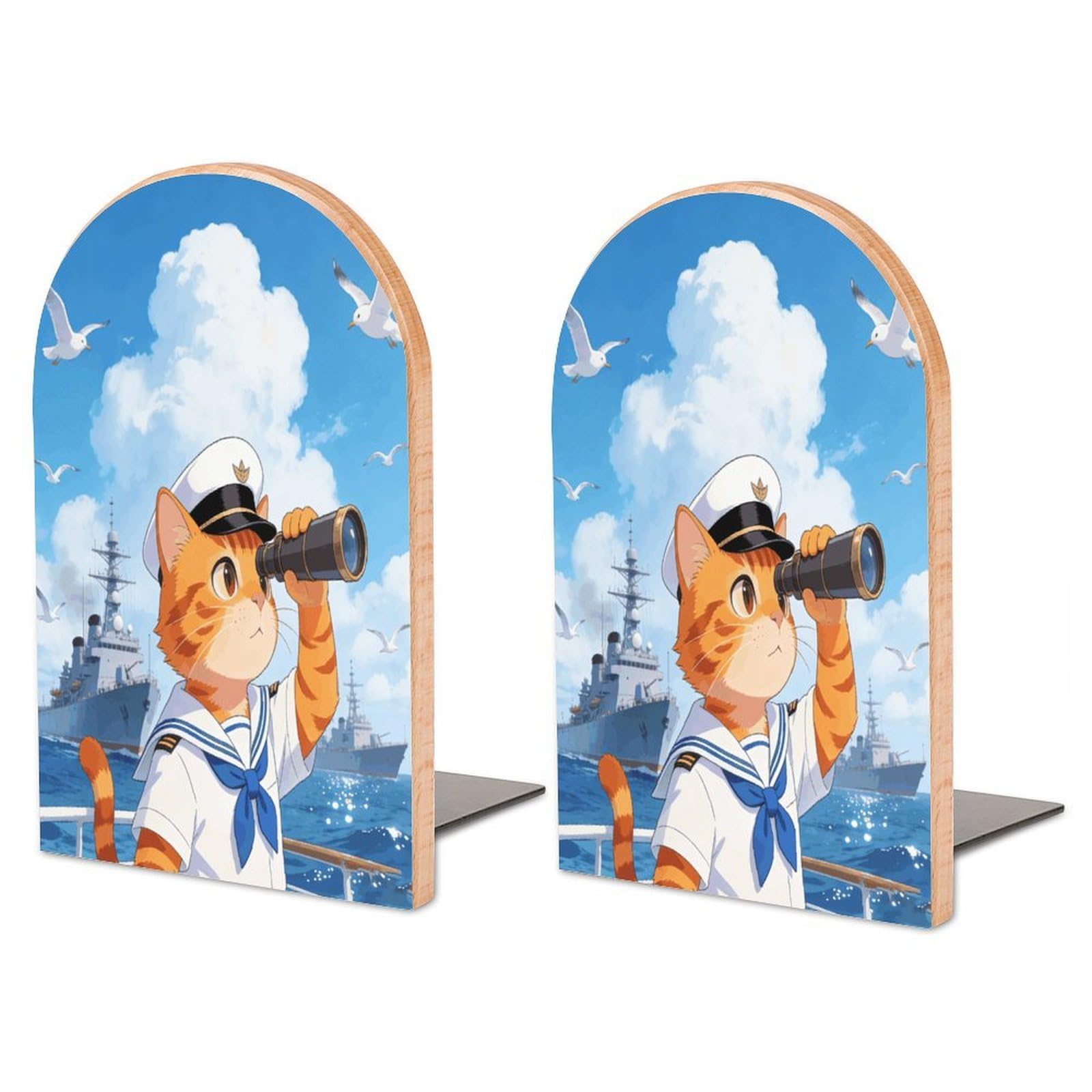 Sujetalibros de madera de gato azul marino para amantes de la lectura y gatos