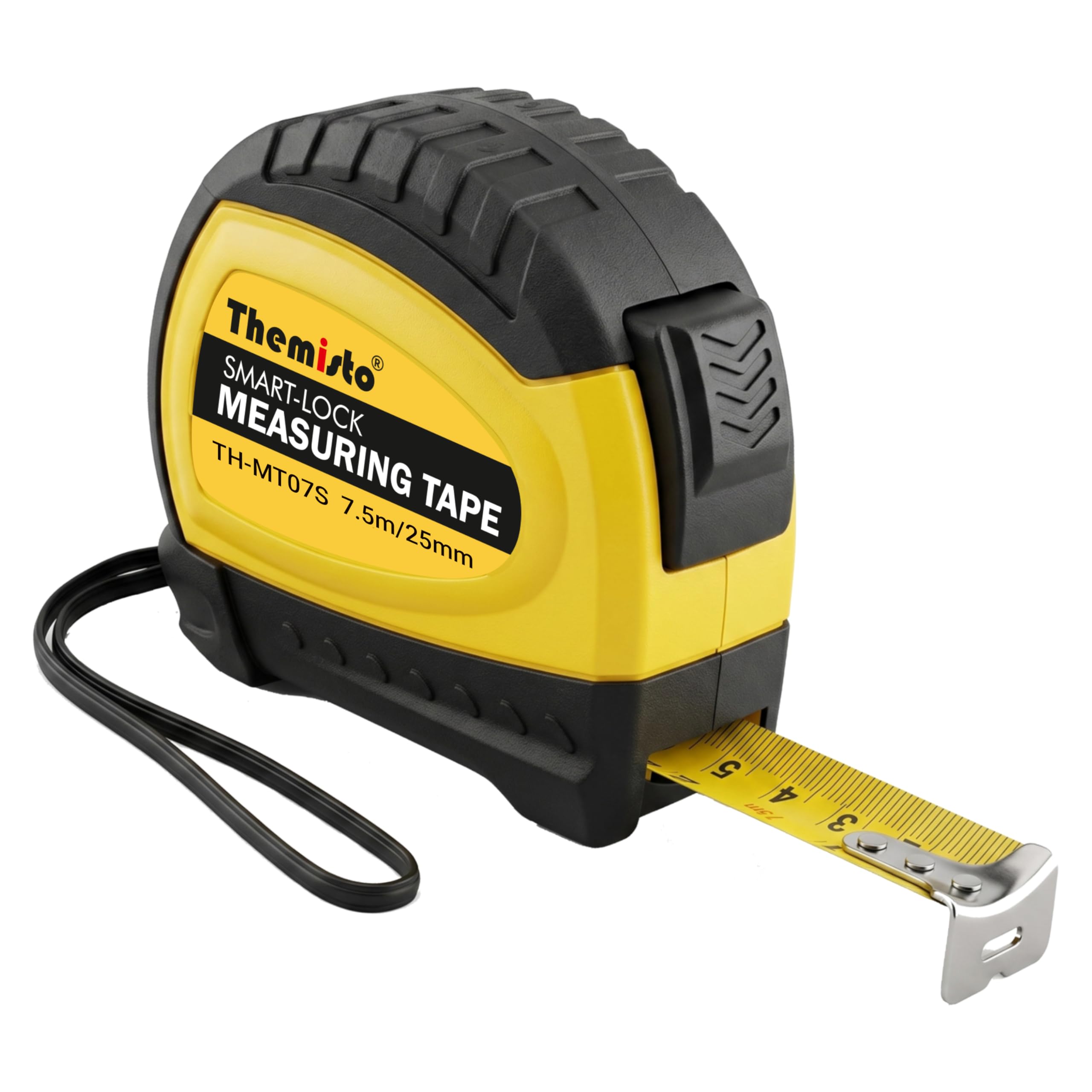Themisto TH-MT07S 7.5m Smart Lock Measuring Tape | Steel Blade Tape Measure | Non Slip TPR Grip | 25mm Wide Scale | Easy Read Markings | One Button Retract | Wrist Strap | Belt Clip-picture-18