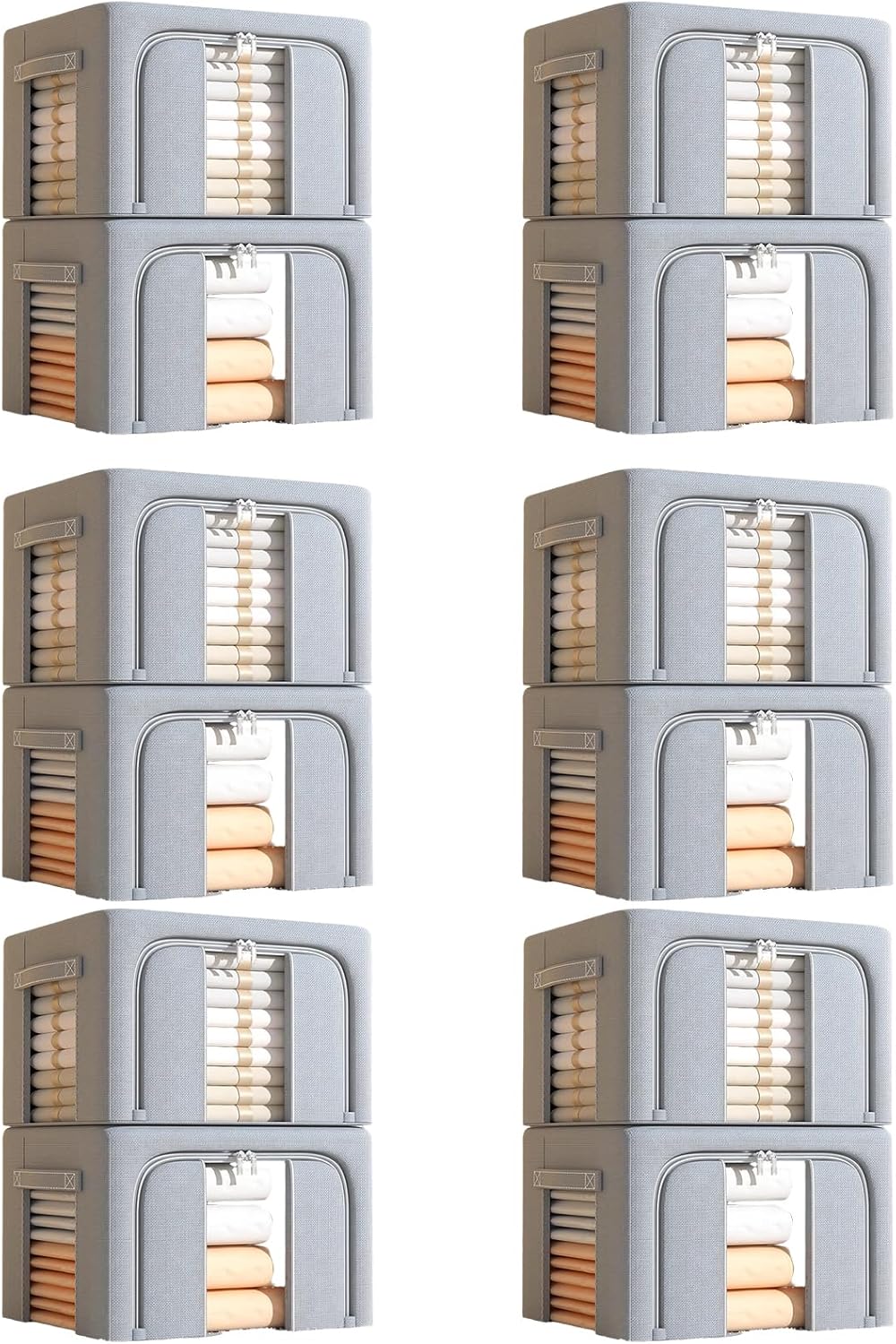 6 Pieces Double View Fabric Storage Cases for Wardrobe Underbed Seasonal Apparel Keeping Bedroom Storage Organizers