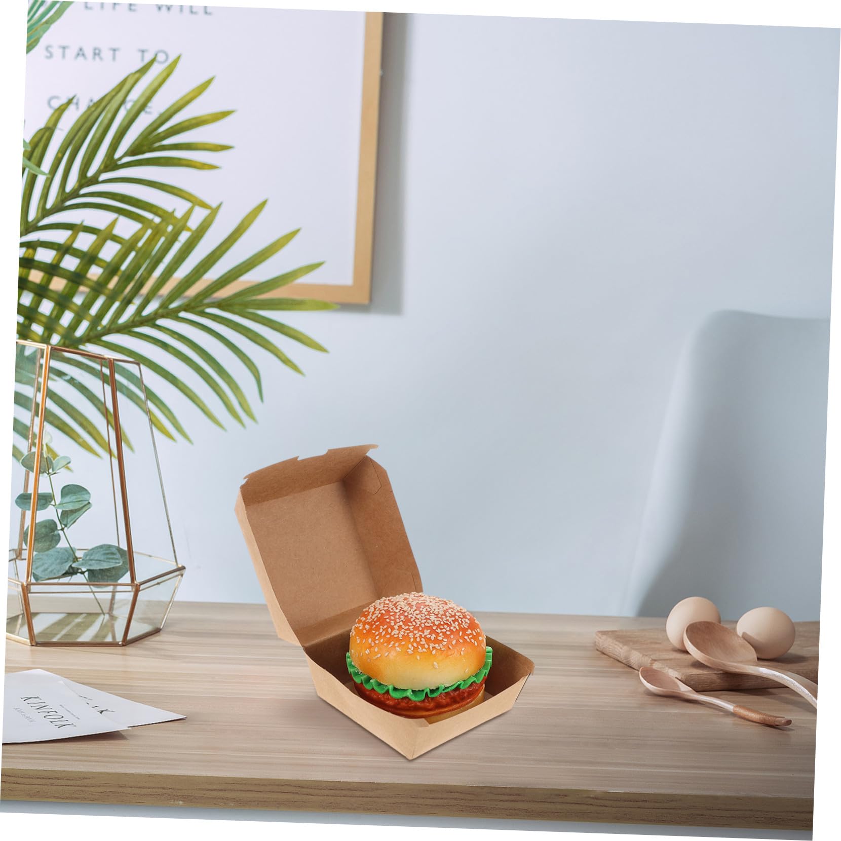 Cabilock Hamburgerboxen Kleine Mitnahmeboxen aus Kraftpapier 30 Stück Lebensmittelecht und Tragbar für Picknick und Takeaway
