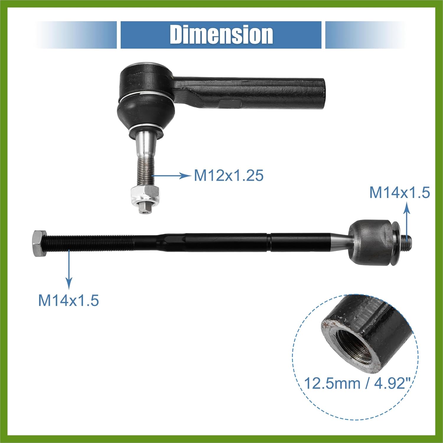 6pcs Front Inner Outer Tie Rod Links Suspension Steering Tie Rod End EV80645 ES800408 for Dodge Caliber 2007-2012 for Jeep Patriot Compass 2002-2016 Vehicle Components