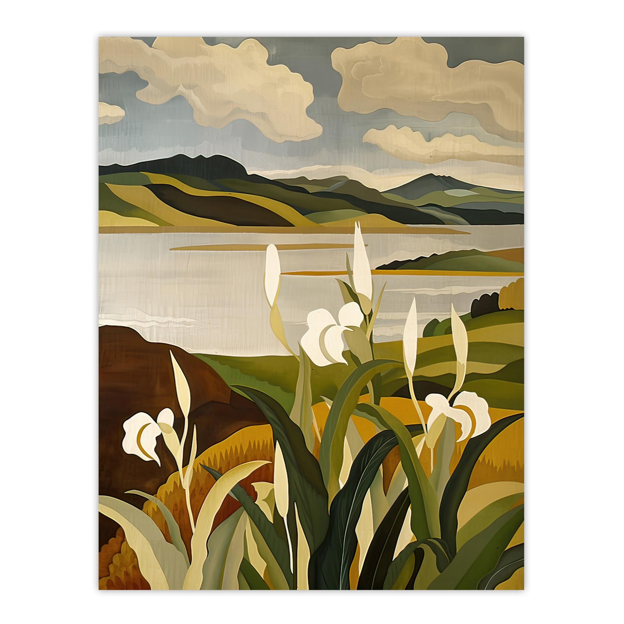 Artery8 Cornish Coastal Flowers Cornwall Landscape Living Room Extra Large XL Wall Art Poster Print