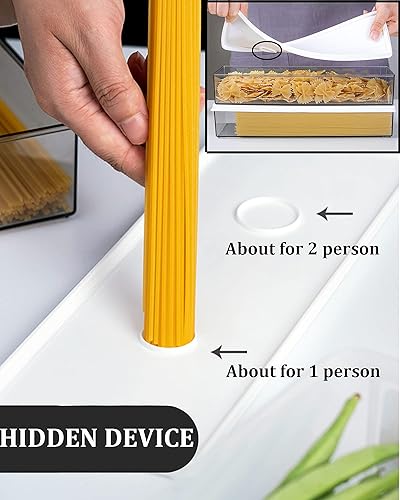 Miniatura 5 de Hanobe Recipientes de pasta para despensa, recipiente grande para espaguetis, fideos y lasaña, 4 unidades, recipiente rectangular gris transparente