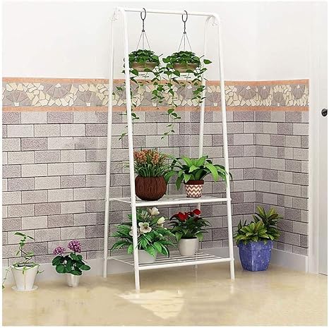 Amazon Co Jp Hapzfsp フラワースタンド 花は 金属鍛造アイアンフラワーポットはバルコニーリビングルーム多層が床に立っ多機能ラックハンギングスタンド フラワーラック植木鉢ホルダーディスプレイ棚 庭 パティオ Color White Diy 工具 ガーデン