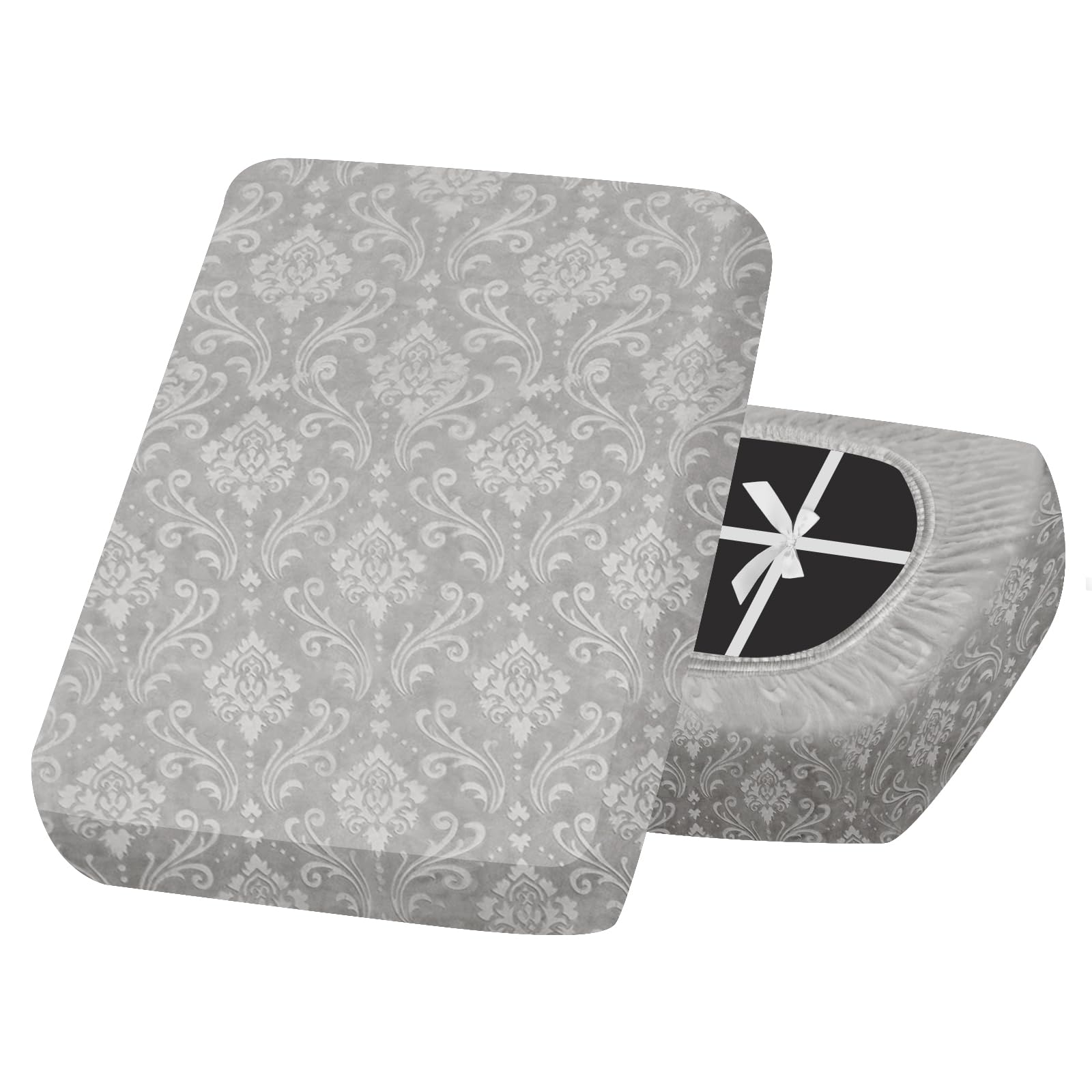 SYLC Sofa Seat Cover Velvet Embossed, Non Slip Stretch Sofa Cushion Covers with 4-ties, Fitted Sofa Cover for Settee/Couch/Caravan/Motorhome (Light grey,1pc Large chaise)