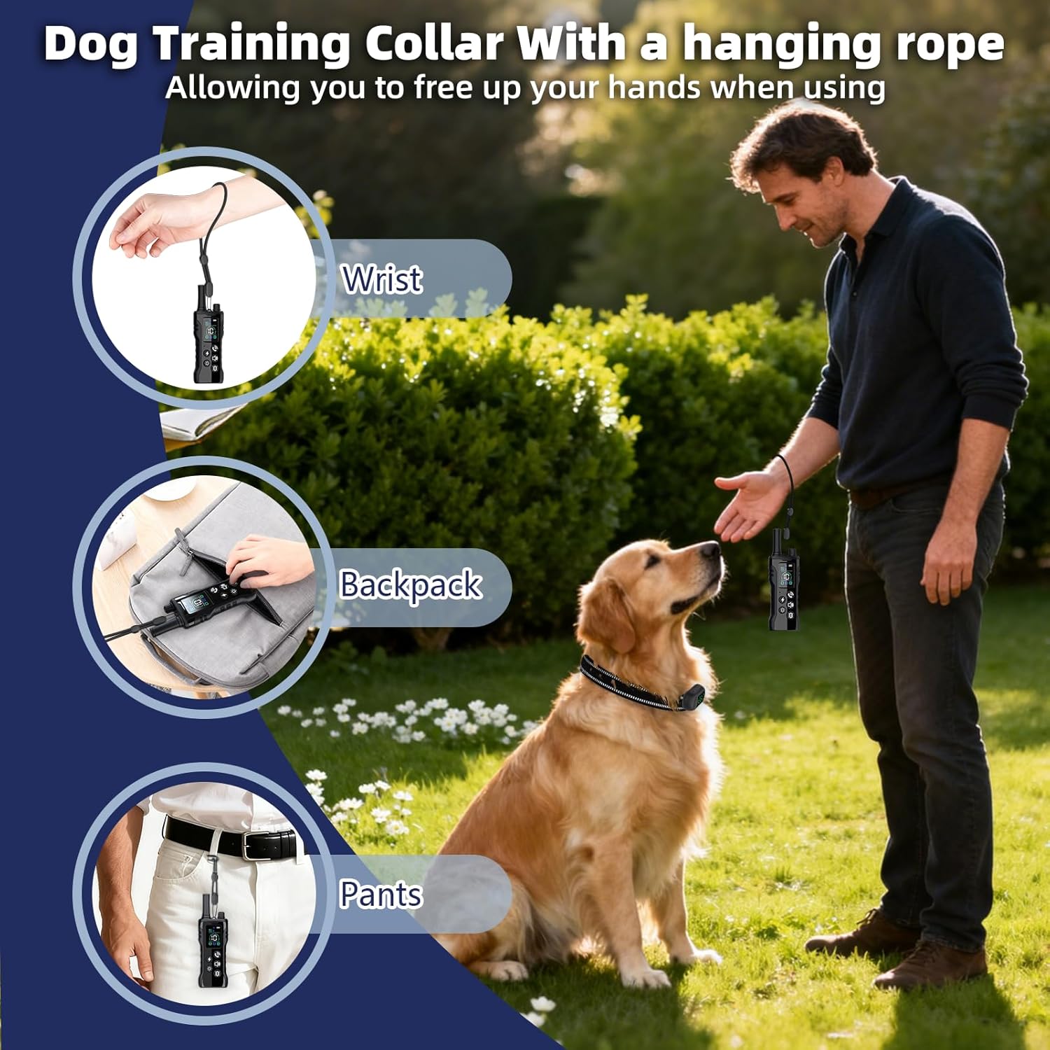 Dog Shock Collar-4900Ft Dog Training Collar with Remote,IP67 Waterproof Electric Collar with 4 Training Modes,Support Remote Calling Feature,Rchargeable E-Collarfor All Dog Sizes (10-120lbs)