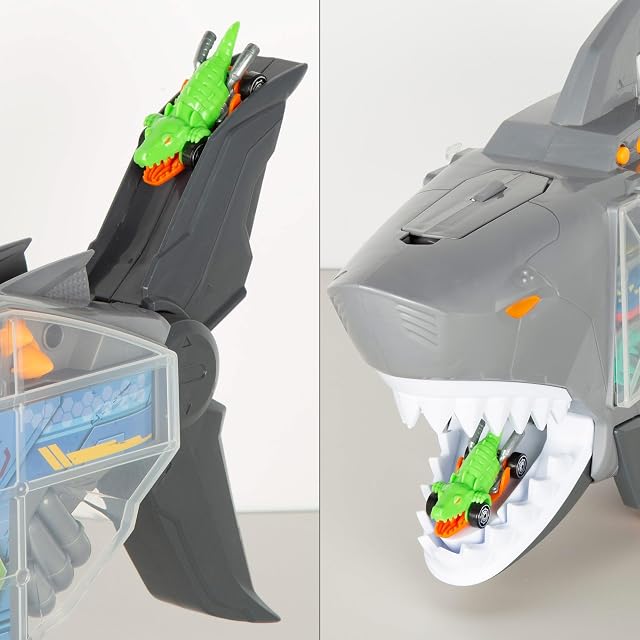 Foto 2 de 7 de COLORBABY Teamsterz Maletín portacoches Roboshark, 4 vehículos, 2 tiburones, 3 flechas, Lanzador flechas