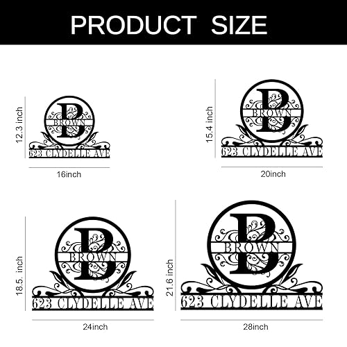 Vista 15 de Custom House Number Address Sign Personalized Metal Address Plaque Personalized Metal Sign Personalized Metal Outdoor Address Name Sign Outdoor Sign