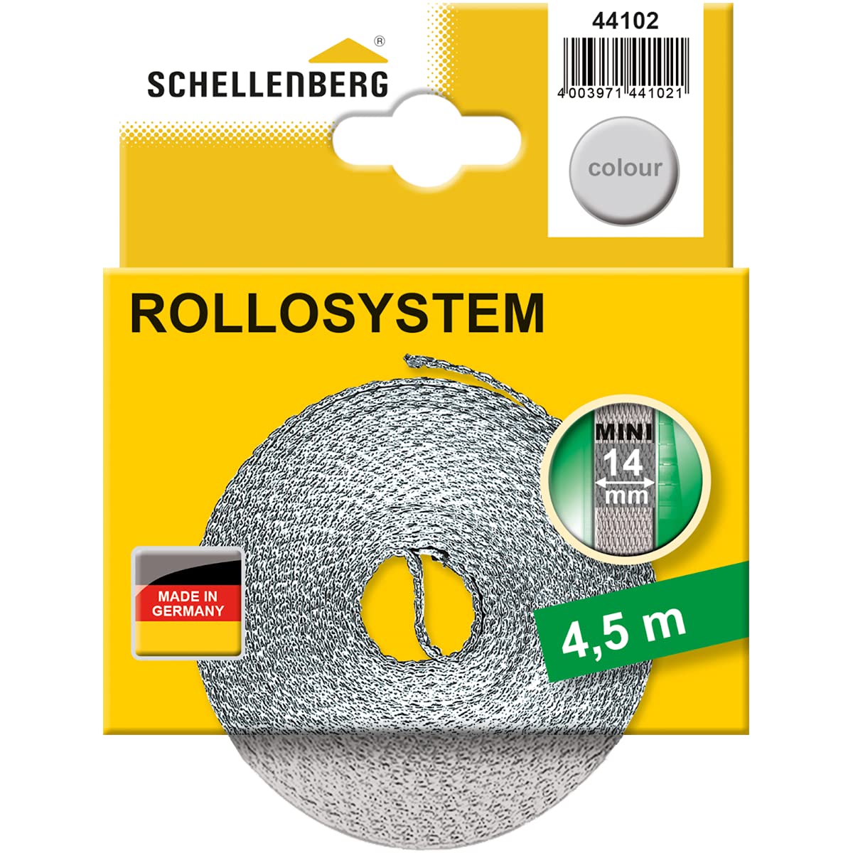Schellenberg 44102 5 Chowany pasek Szerokość: 14 mm mini system, szary, 4,5 m