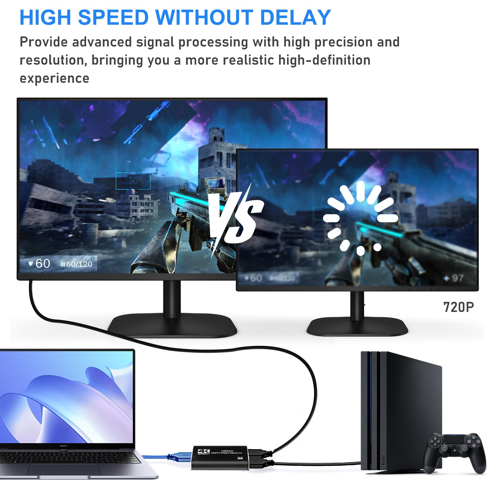 USB 3.0 Video Capture Card 4K HDMI con Loop-Out, 1080P 60FPS Grabadora para Streaming, 4K HDMI Capture, Compatible con PS5, Xbox, Switch, Cámara, OBS, Plug & Play para PC/Laptop