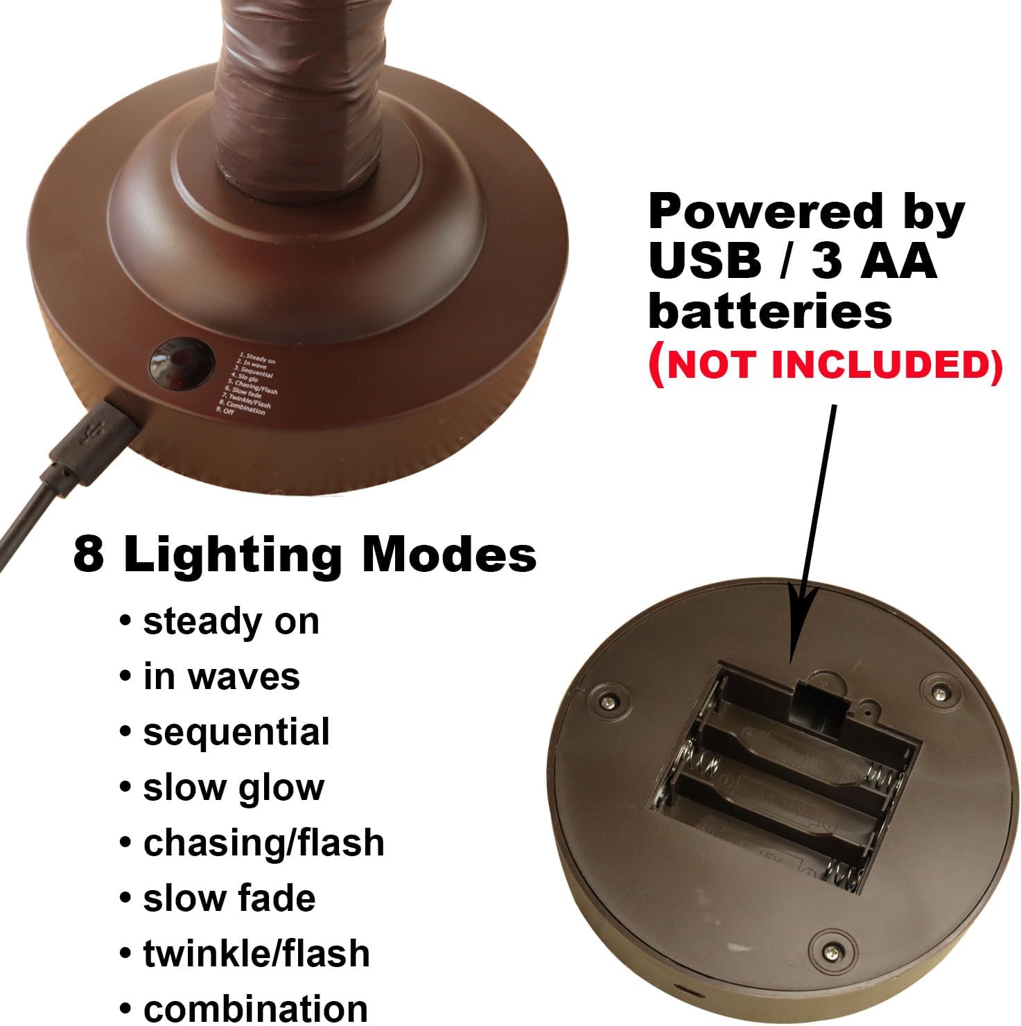 FUCHSUN Christmas Poinsettia Tree Light 18 LED Lighted Artificial Tabletop Poinsettia Flower Tree Lamp for Holiday Home Decoration, Battery & USB Powered, Timer & 8 Lighting Modes