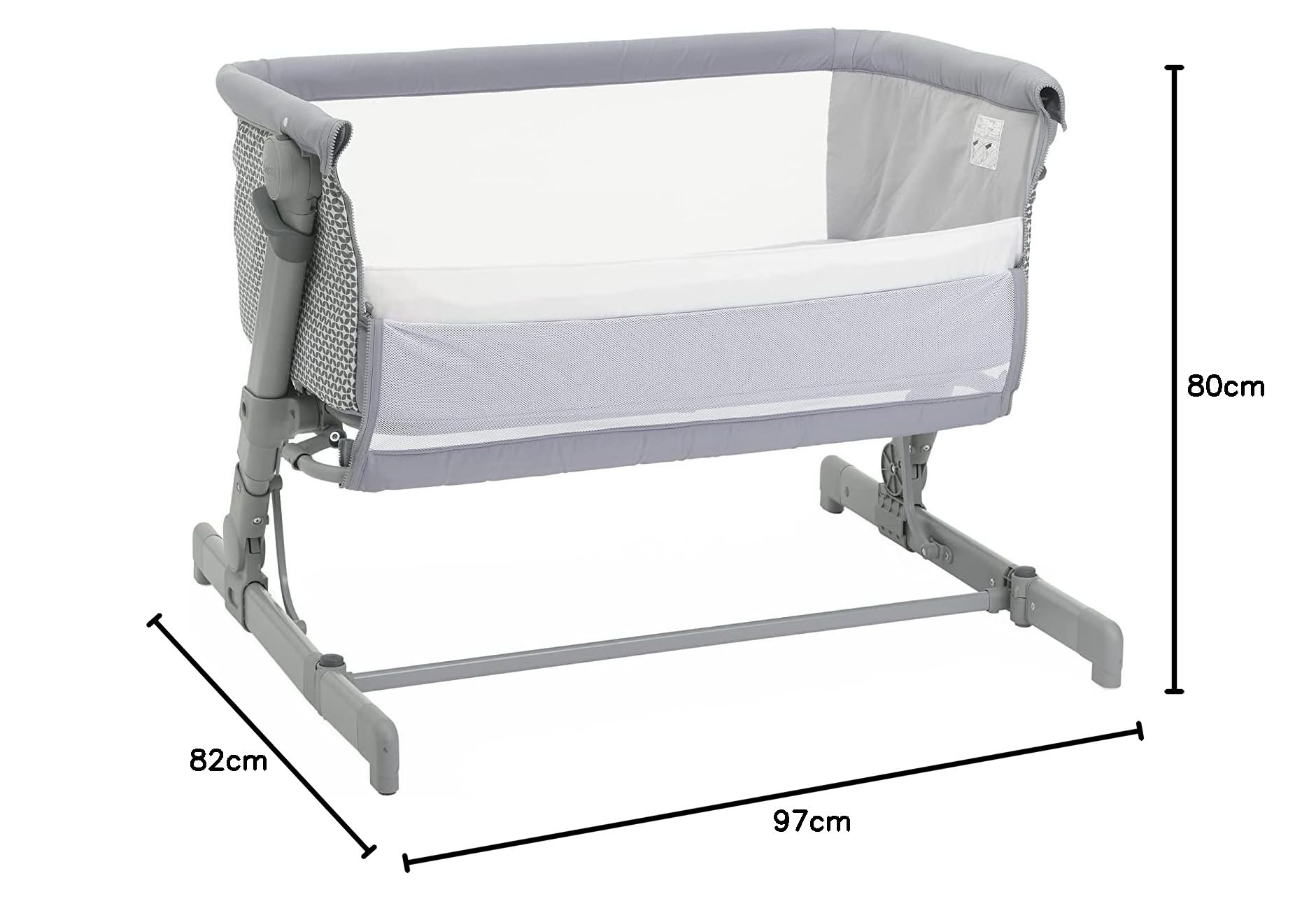 Chicco Next2Me Go, Cuna Colecho Bebé, Compatible con Varias Camas, Altura Ajustable, Buena Circulación de Aire, Cuna de Viaje, Gris Claro