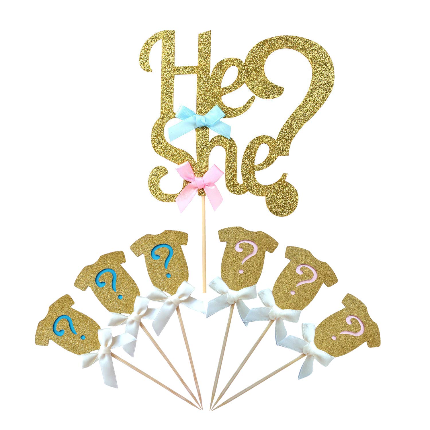 Buy Package Value Gender Reveal Cake Topper Party Decoration"He Or