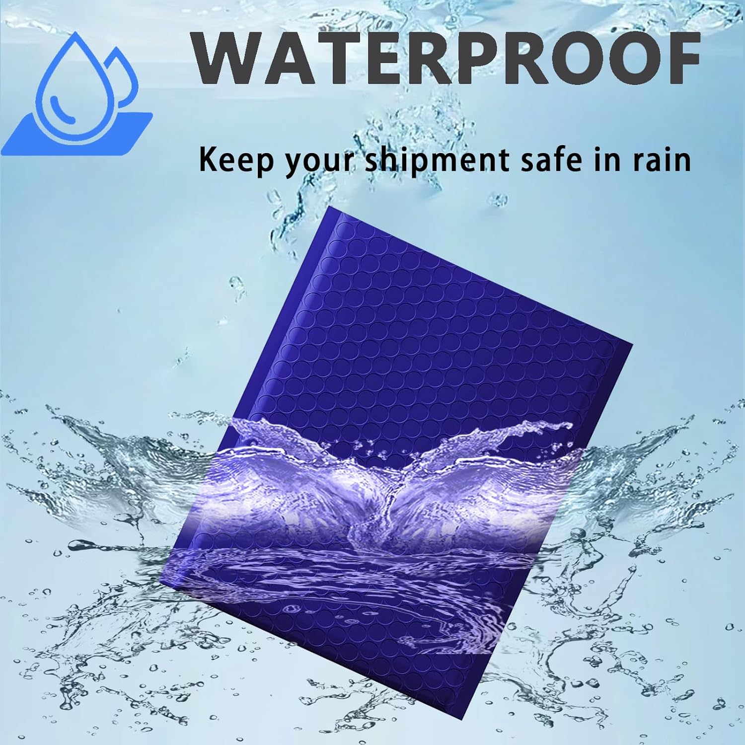 8.5x12 Inches Poly Bubble Mailers, Self Seal and Water Resistant Padded Shipping Bags, Blue Envelopes (Usable 8.5x11 Inches, Navy Blue, 100 Pieces)