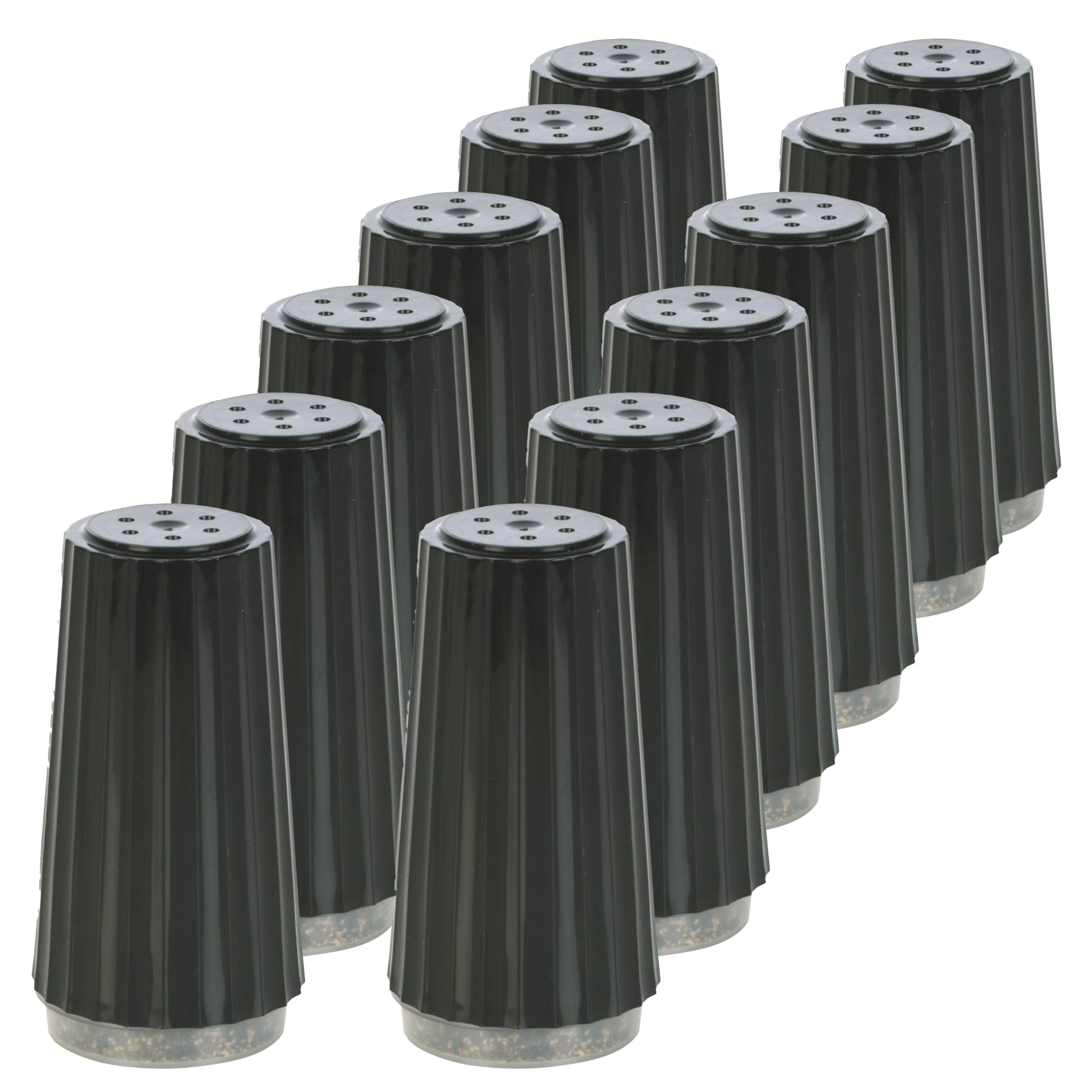 Disposable Pepper Prefilled Shaker Set Bulk Pack: 12 Salt Shakers, Restaurants Style, Drop-Safe Plastic Bottles. Great for Holidays, Weddings, Parties, Events, Celebrations & Galas