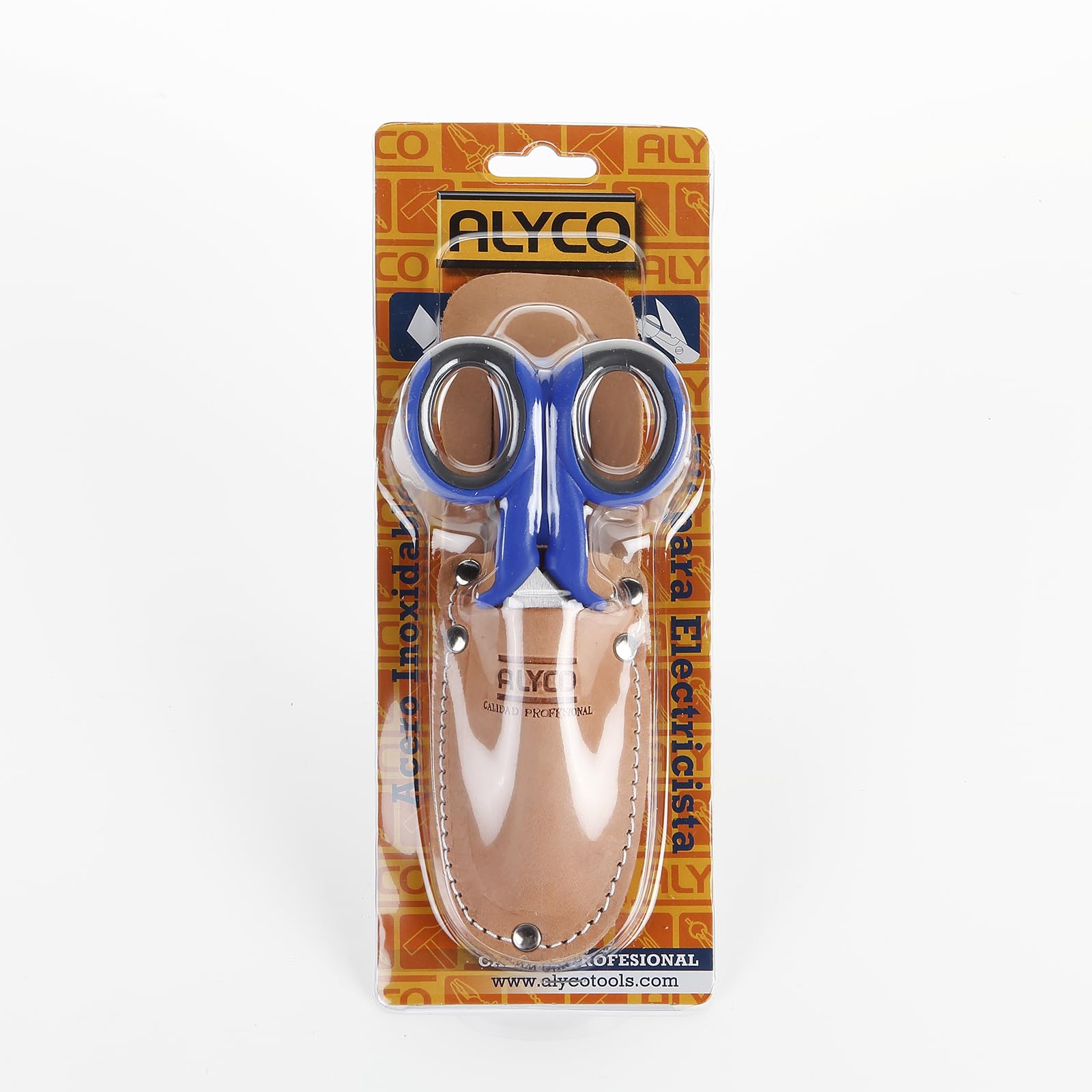 Alyco - Kit de Tijera y Cuchillo Pelacables de Electricista con Estuche de Cuero - 108020