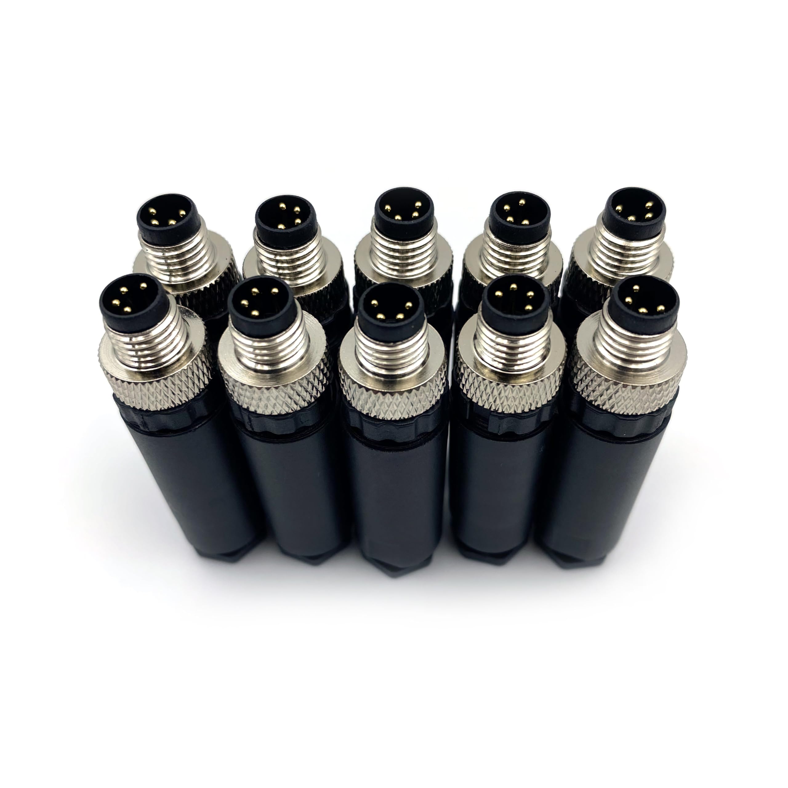 10 connettori M8 a 4 poli, spina circolare industriale, IP67 A, codice di tipo destro, adattatore, sensore di montaggio sul campo, non chiuso, 60 V, 4 A, AC/DC
