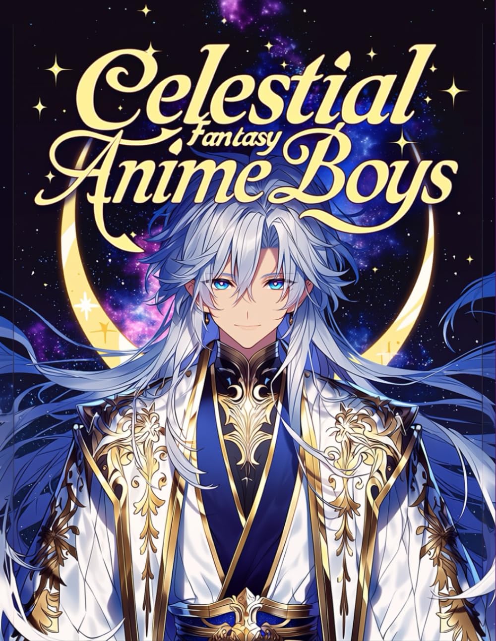 Celestial Fantasy Anime Boys: Mythical Bishonen Art: An Adult Coloring Book Featuring Handsome Manga Warriors, Ethereal Spirits, and Intricate Fantasy Character Designs