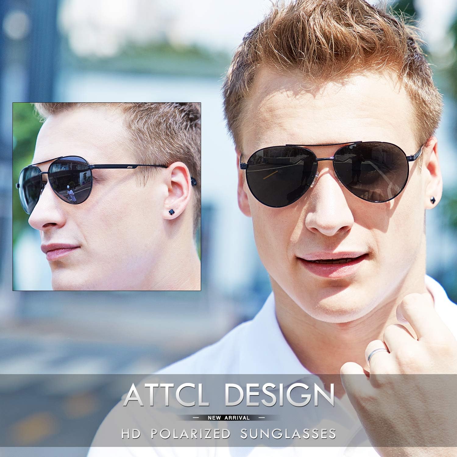 ATTCL Men's Fashion Driving Polarized Sunglasses UV Protection Metal Frame