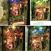 Vista 4 de Roroom Kit de casa de muñecas en miniatura y muebles, mini casa de muñecas de madera 3D, caja de modelo artesanal estilo teatro, con LED, idea