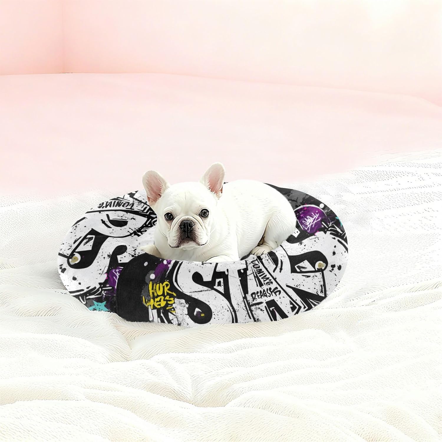 Graffiti Stars Pet Cat Beds Warm & Soft Dog Pillow Bed for Medium Size Pets Supplies S