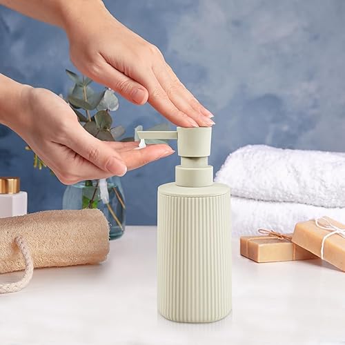 Miniatura 6 de Dispensador de jabón líquido, 2 unidades, 8.5 onzas, loción beige mate, dispensador de jabón desinfectante de manos con bomba fácil de presionar