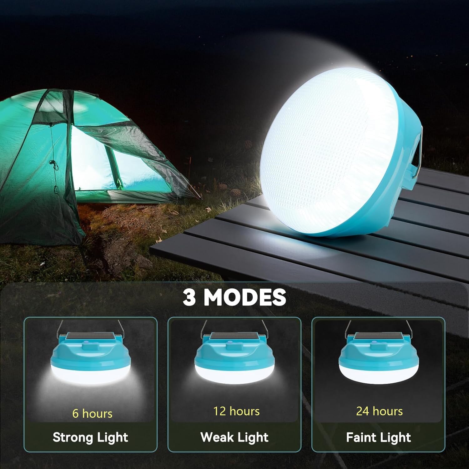 Linterna LED solar para camping, 50 W