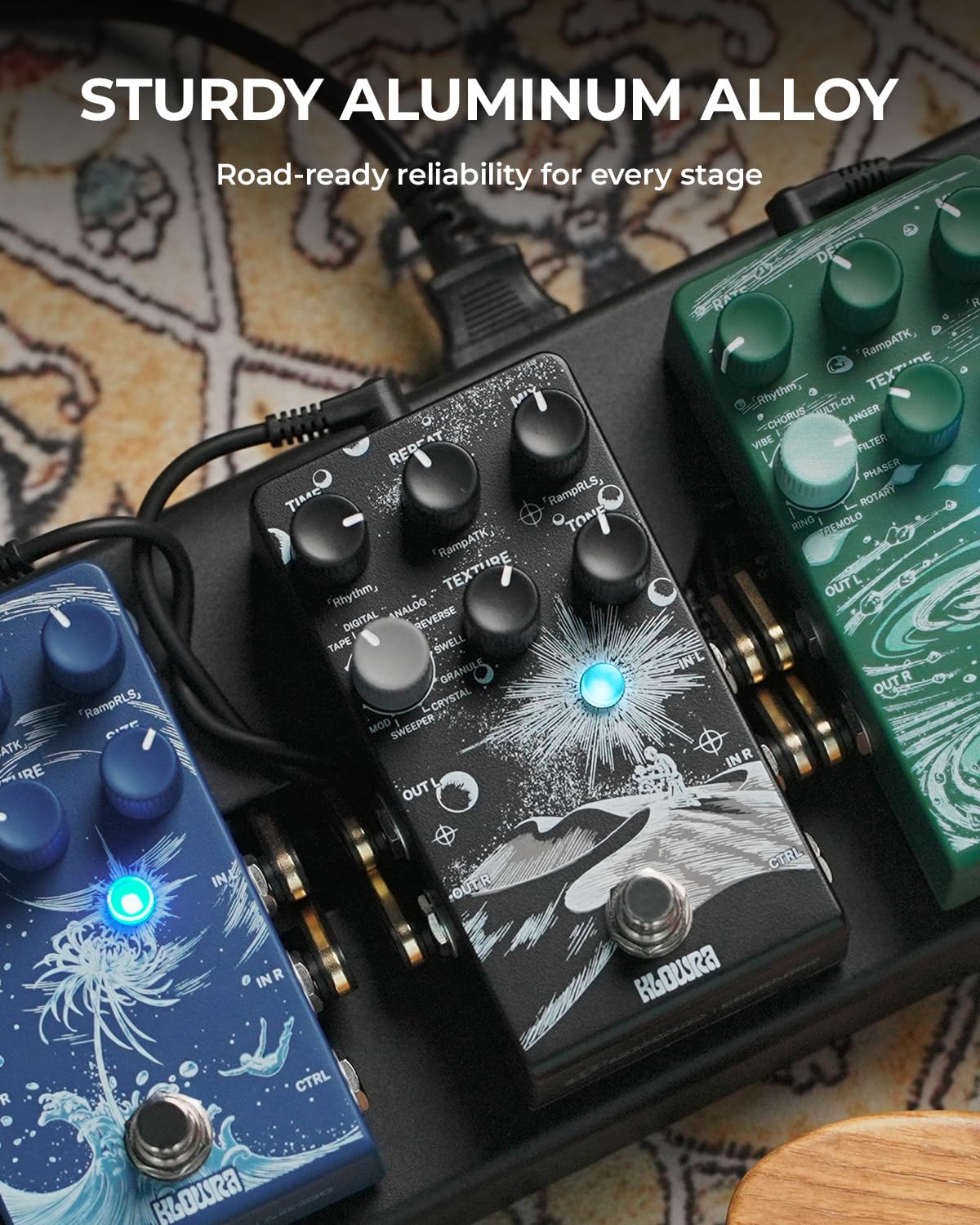 Everlast Pedale Delay per Chitarra Elettrica – Pedale Effetto Digitale con 9 Tipi di Delay Stereo, Tap Tempo, True Bypass, Segnale Dry Analogico e Supporto per Pedale d’Espressione
