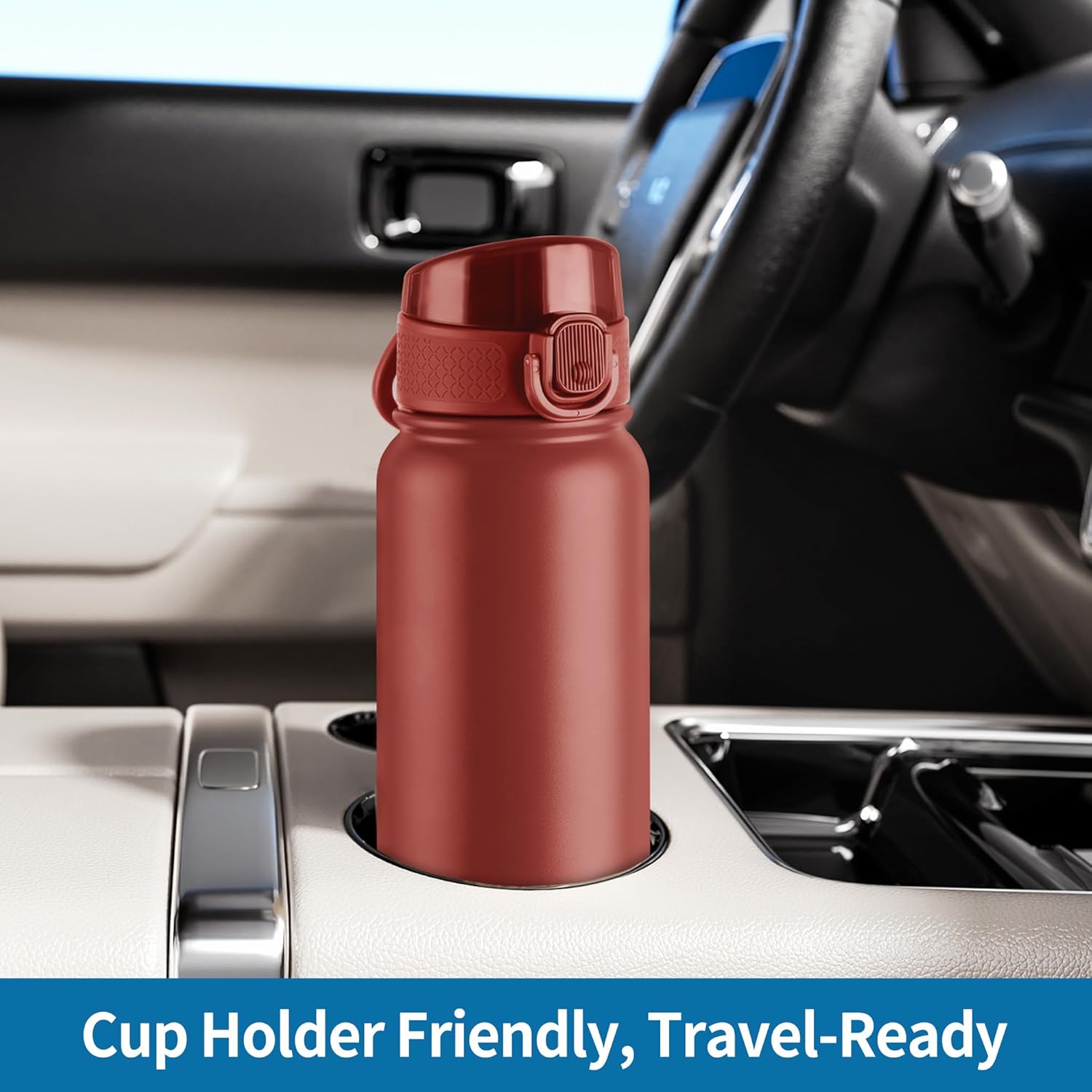 GOPPUS 20 Oz Insulated Stainless Steel Water Bottle BPA-Free Sports Water Bottle, Great for Travel, with Chug Lid - Leak & Sweat Proof with Anti-Dust Lid(red) - Image 8