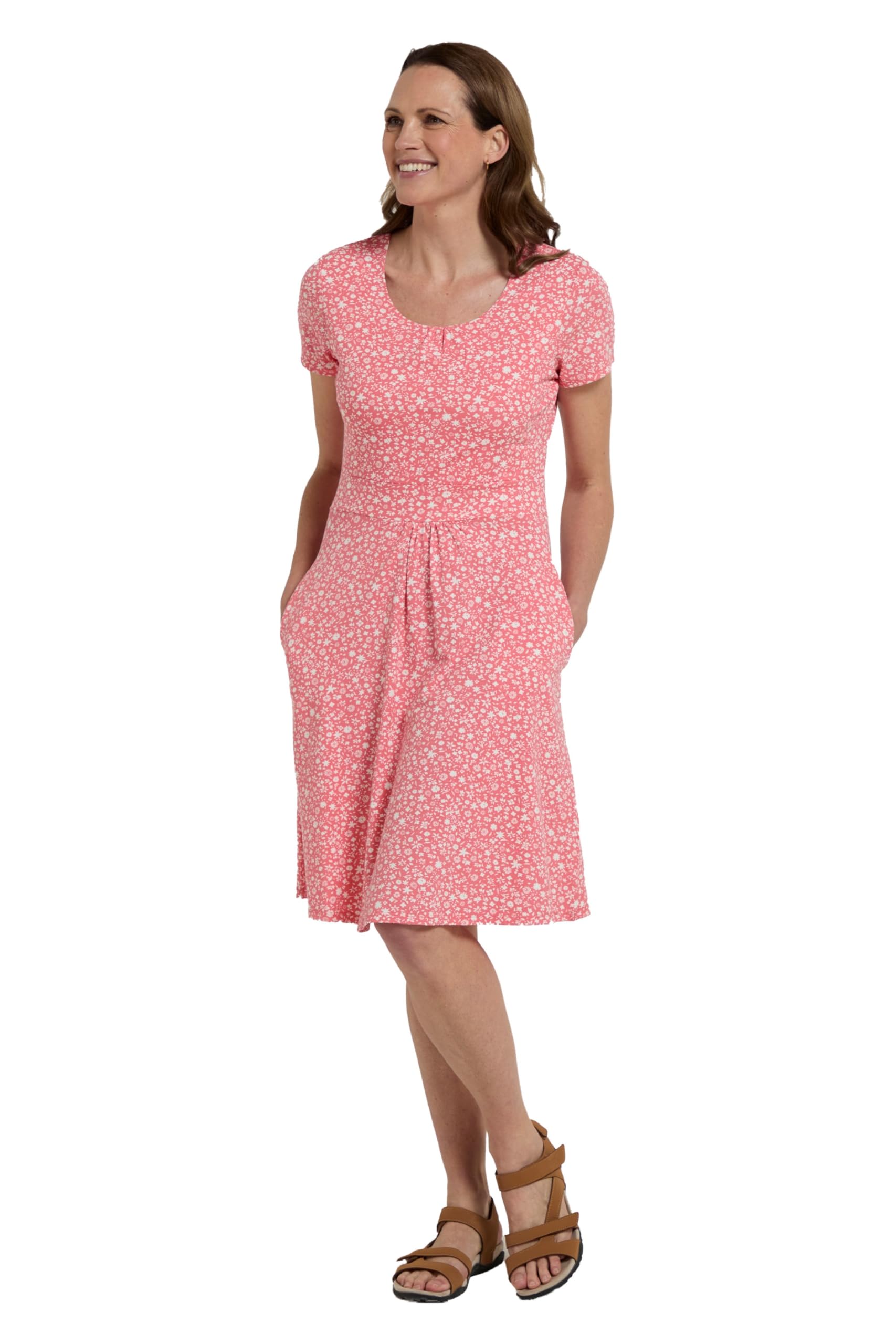 Mountain Warehouse Women's Red Orchid Patterned Uv Dress - Upf40 Beach Dress, Lightweight Dress, Pockets, Durable Day Dress - For Spring Summer, Travelling, Poolside 22