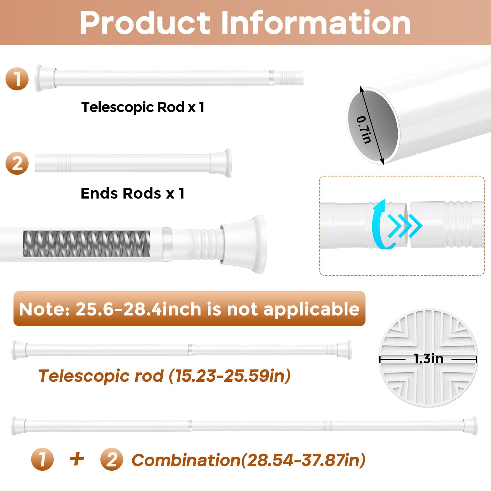 Photo 1 of WEIXINHAI Spring Tension Rod, 2 Pack